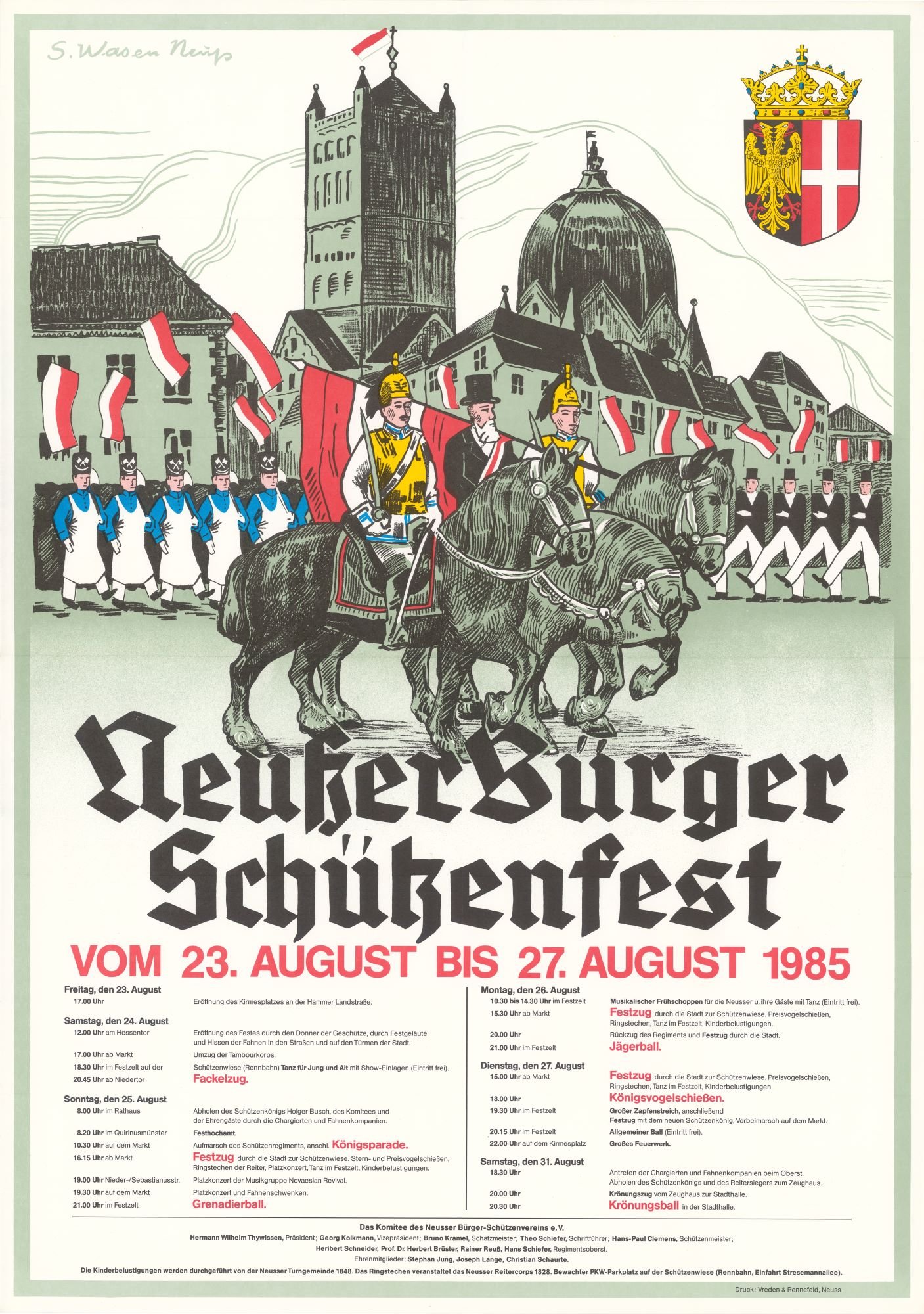 Festplakat Schützenfest Neuss 1985 (Rheinisches Schützenmuseum Neuss CC BY-NC-SA)