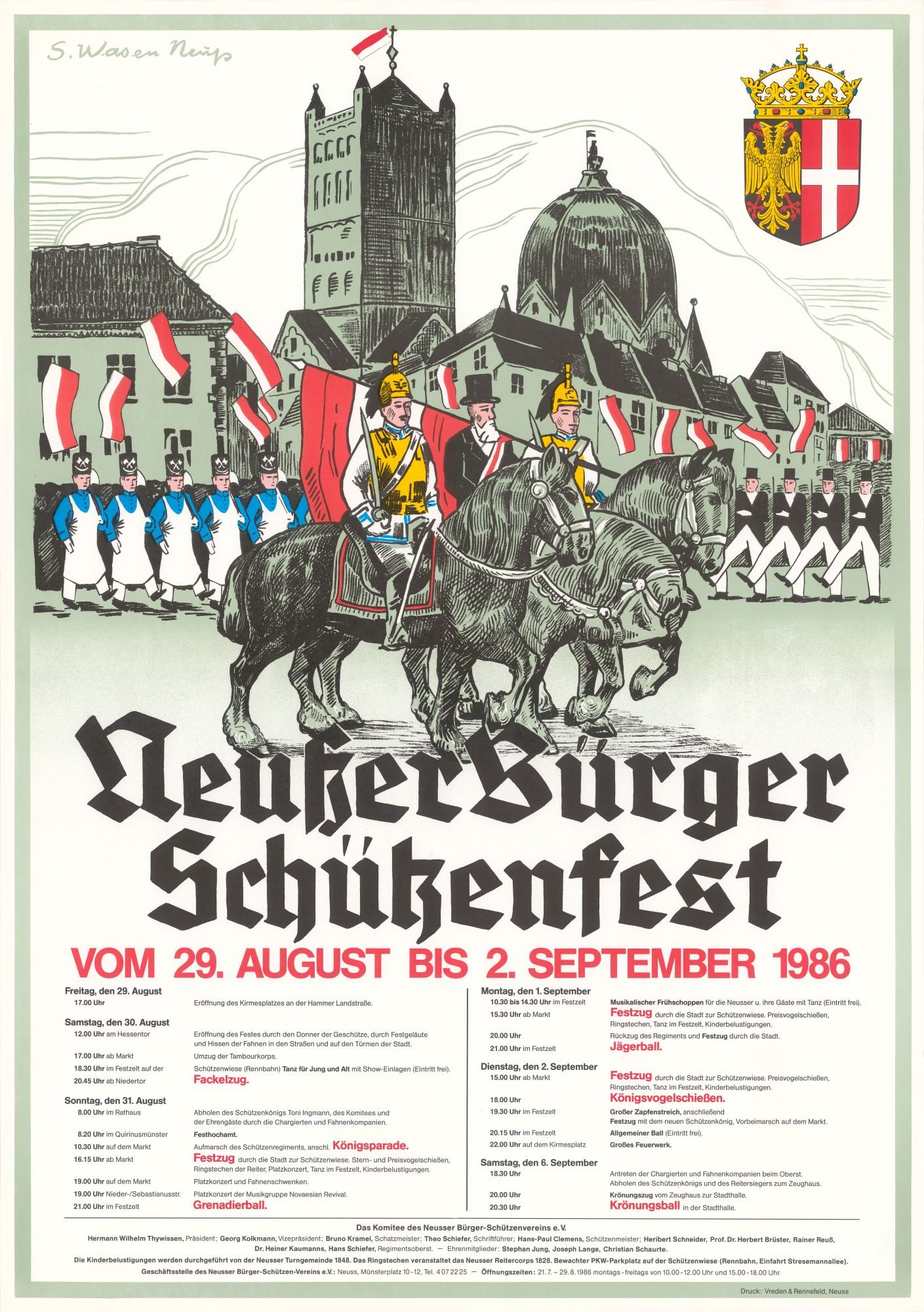 Festplakat Schützenfest Neuss 1986 (Rheinisches Schützenmuseum Neuss CC BY-NC-SA)