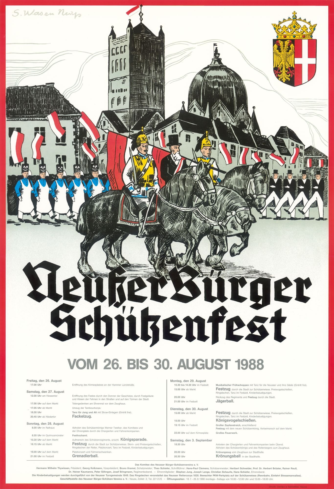 Festplakat Schützenfest Neuss 1988 (Sponsoren) (Rheinisches Schützenmuseum Neuss CC BY-NC-SA)