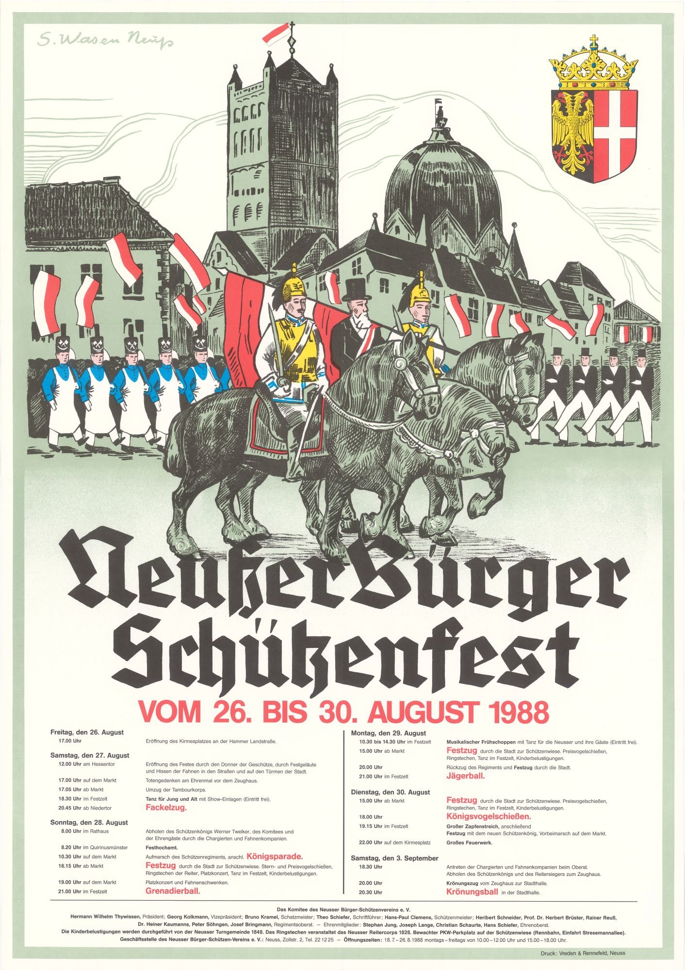 Festplakat Schützenfest Neuss 1988 (Rheinisches Schützenmuseum Neuss CC BY-NC-SA)