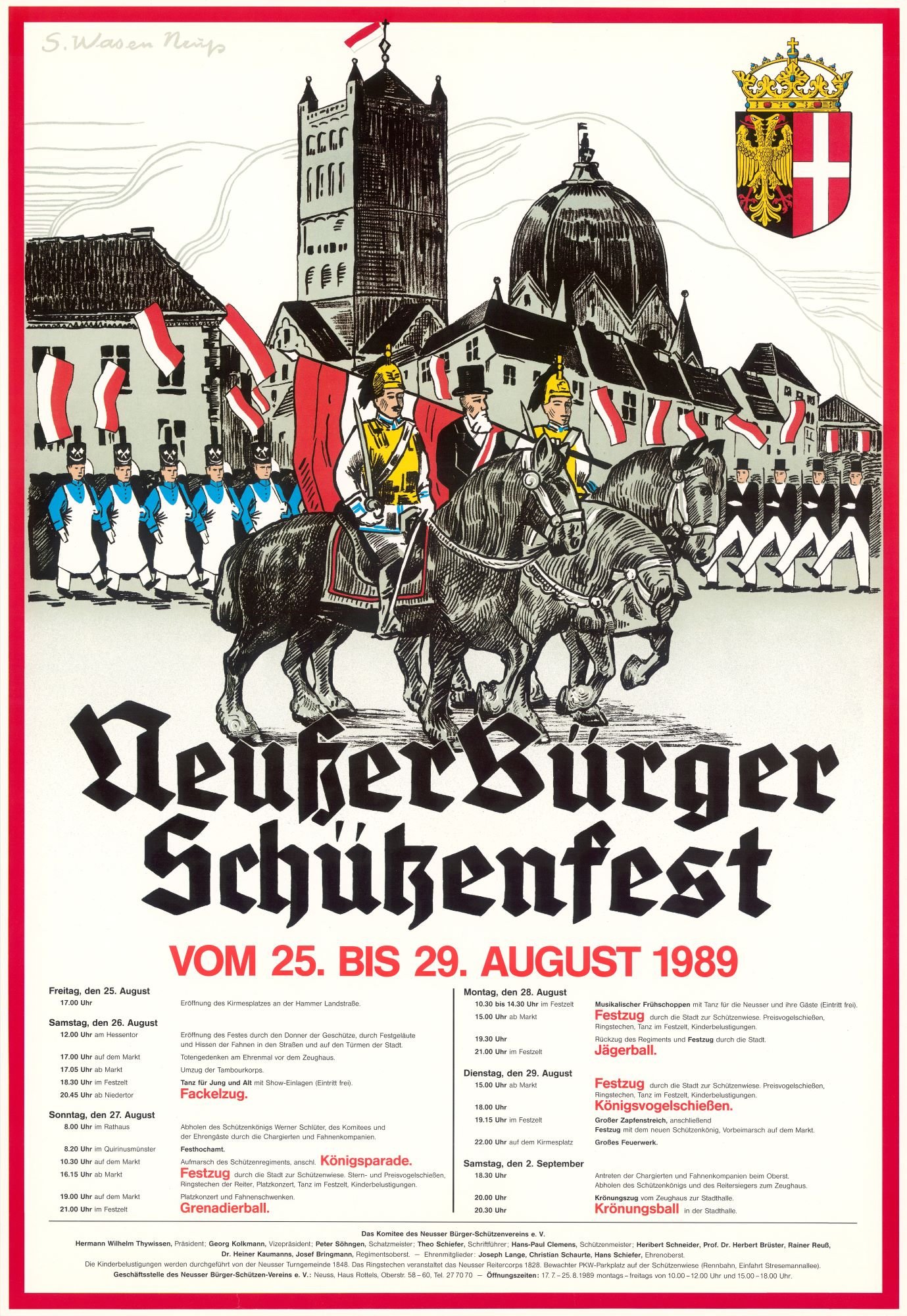Festplakat Schützenfest Neuss 1989 (Sponsoren) (Rheinisches Schützenmuseum Neuss CC BY-NC-SA)