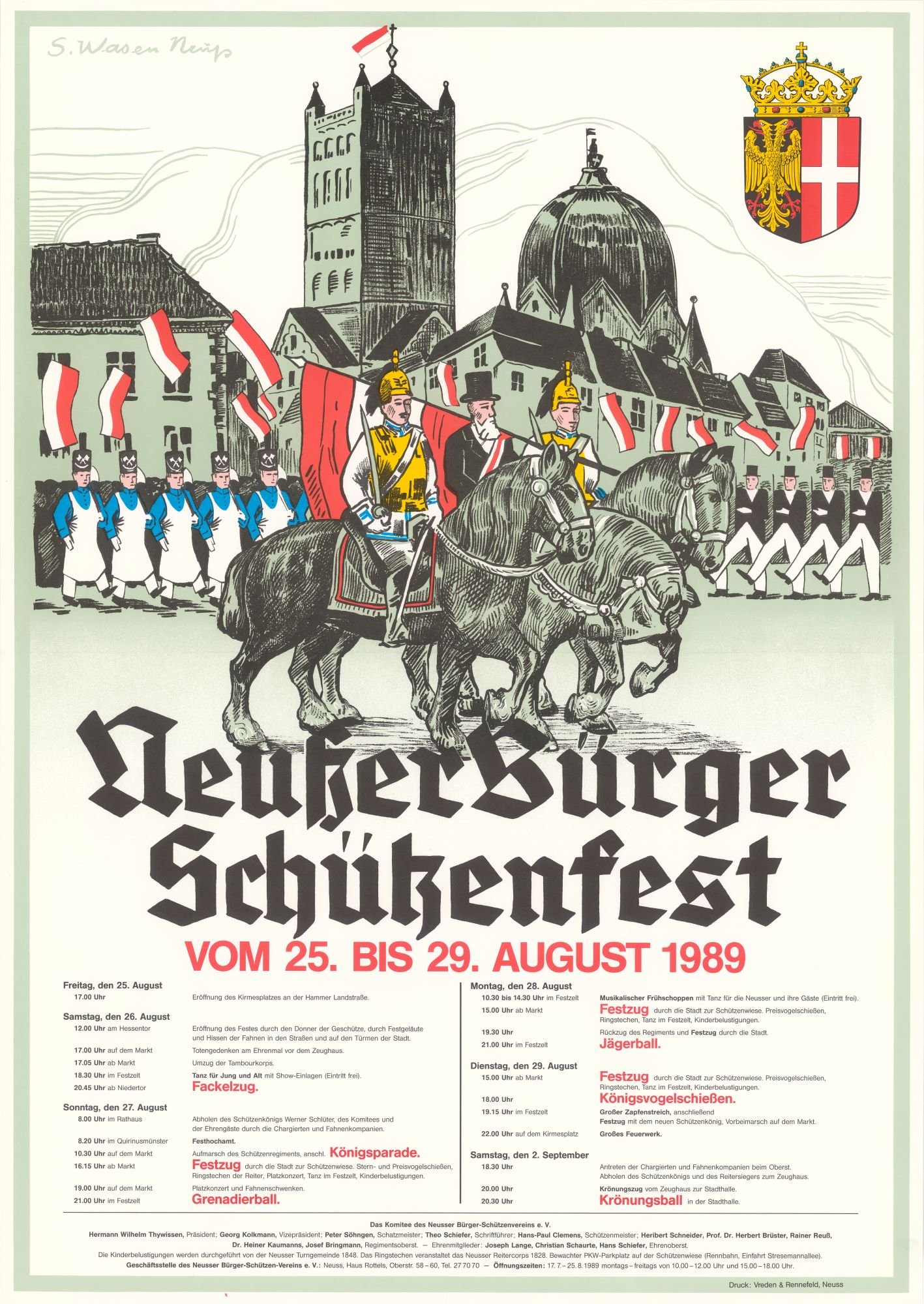 Festplakat Schützenfest Neuss 1989 (Rheinisches Schützenmuseum Neuss CC BY-NC-SA)