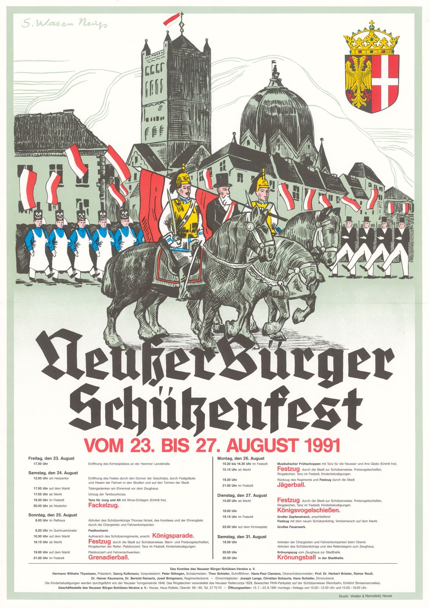 Festplakat Schützenfest Neuss 1991 (Rheinisches Schützenmuseum Neuss CC BY-NC-SA)