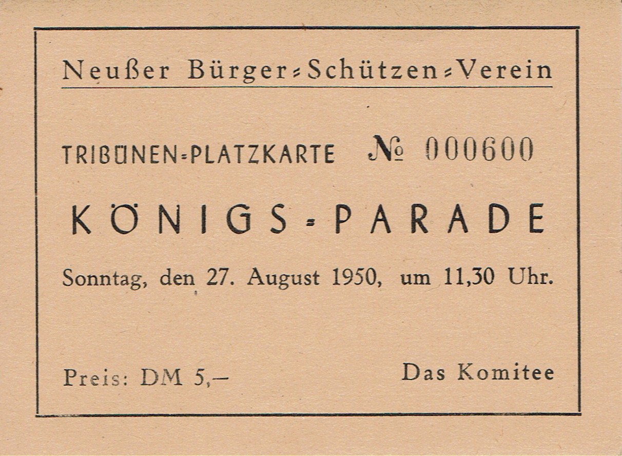 Festkarte Neuss 1950 (Rheinisches Schützenmuseum Neuss CC BY-NC-SA)