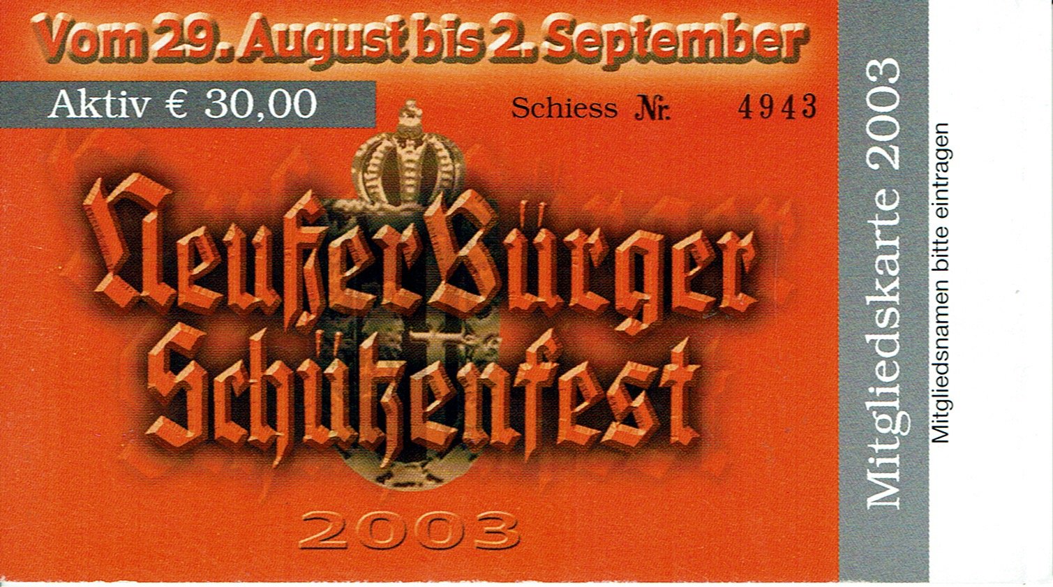 Festkarte Neuss 2003 (aktiv) VS (Rheinisches Schützenmuseum Neuss CC BY-NC-SA)