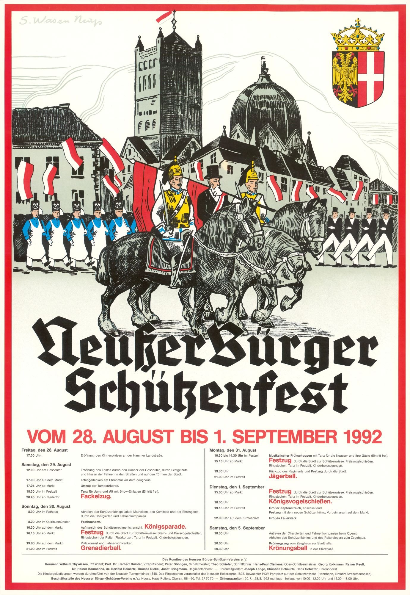 Festplakat Schützenfest Neuss 1992 (Sponsoren) (Rheinisches Schützenmuseum Neuss CC BY-NC-SA)