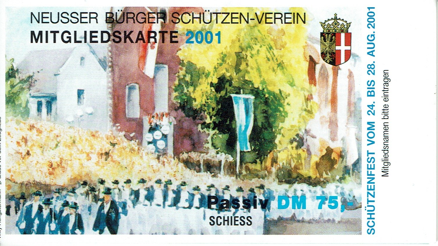 Festkarte Neuss 2001 (passiv) VS (Rheinisches Schützenmuseum Neuss CC BY-NC-SA)