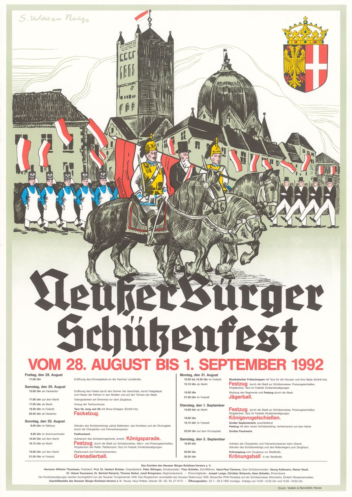 Festplakat Schützenfest Neuss 1992 (Rheinisches Schützenmuseum Neuss CC BY-NC-SA)