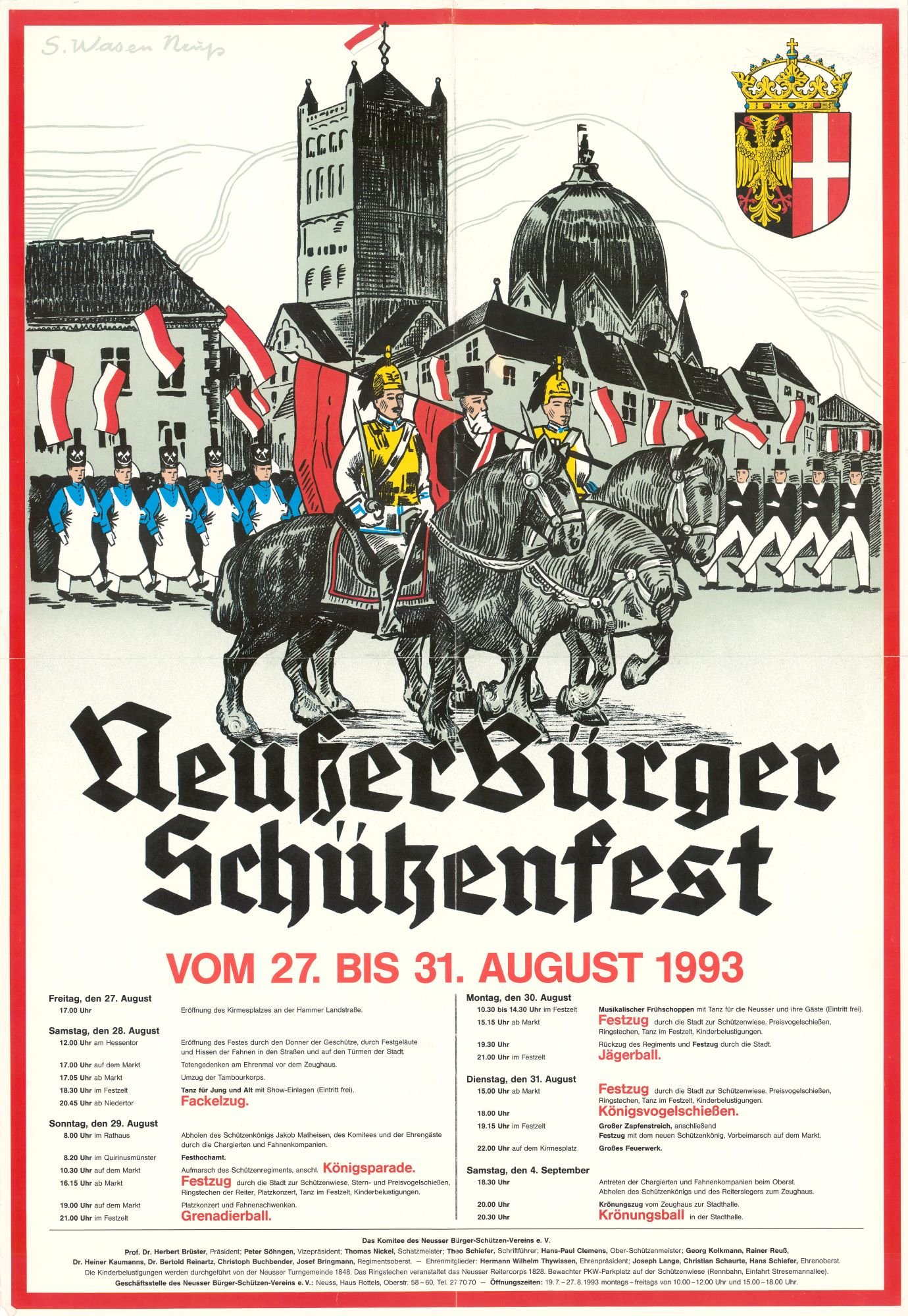 Festplakat Schützenfest Neuss 1993 (Sponsoren) (Rheinisches Schützenmuseum Neuss CC BY-NC-SA)