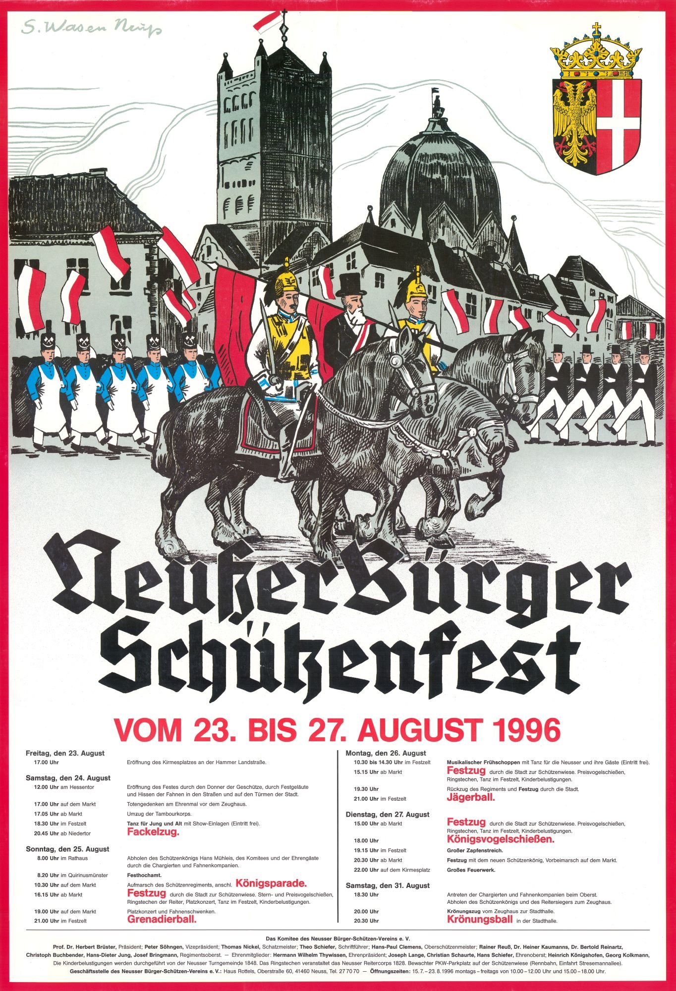 Festplakat Schützenfest Neuss 1996 (Sponsoren) (Rheinisches Schützenmuseum Neuss CC BY-NC-SA)