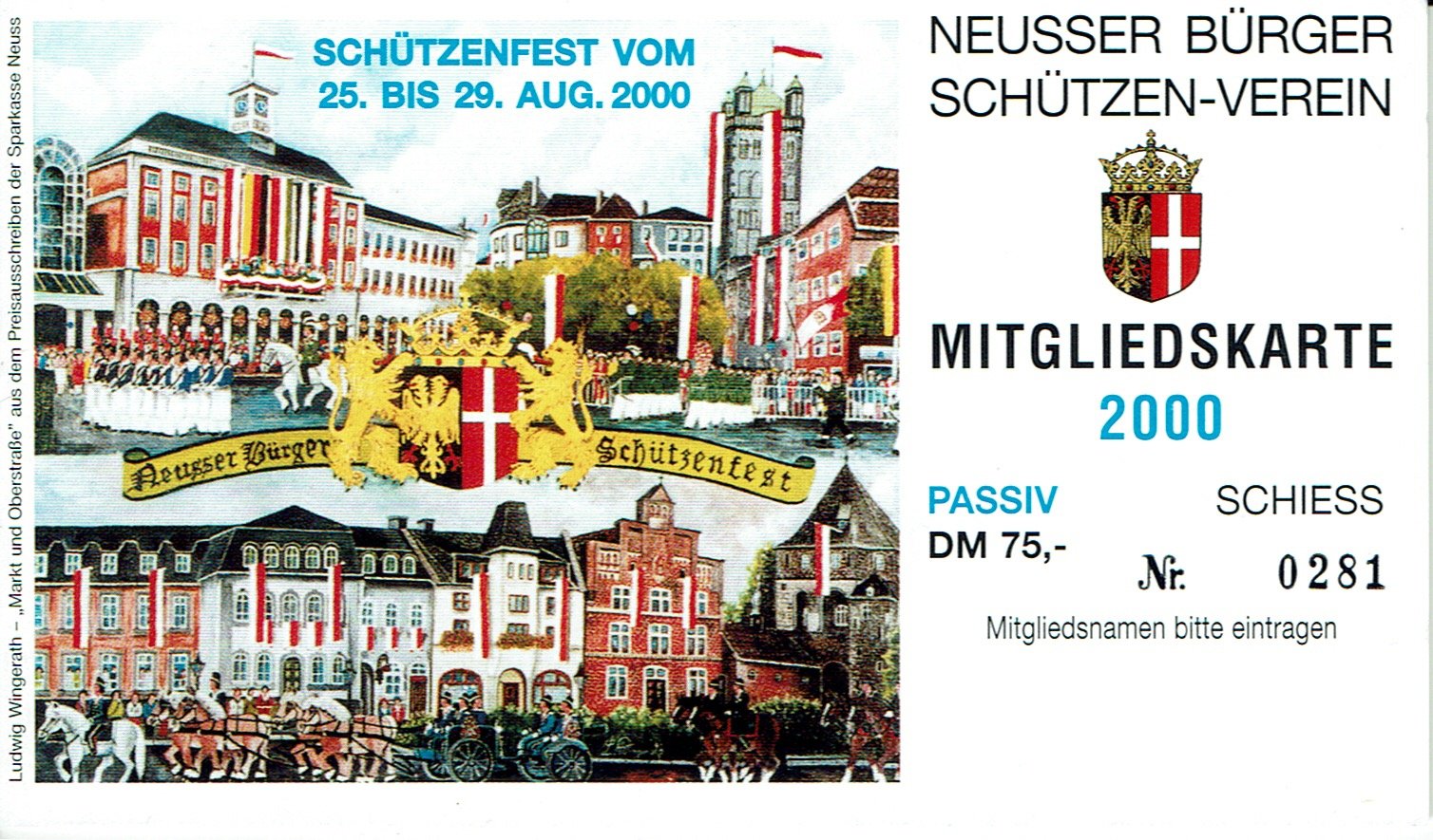 Festkarte Neuss 2000 (passiv) VS (Rheinisches Schützenmuseum Neuss CC BY-NC-SA)