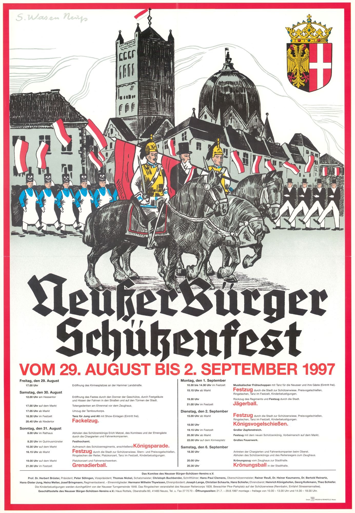 Festplakat Schützenfest Neuss 1997 (Sponsoren) (Rheinisches Schützenmuseum Neuss CC BY-NC-SA)