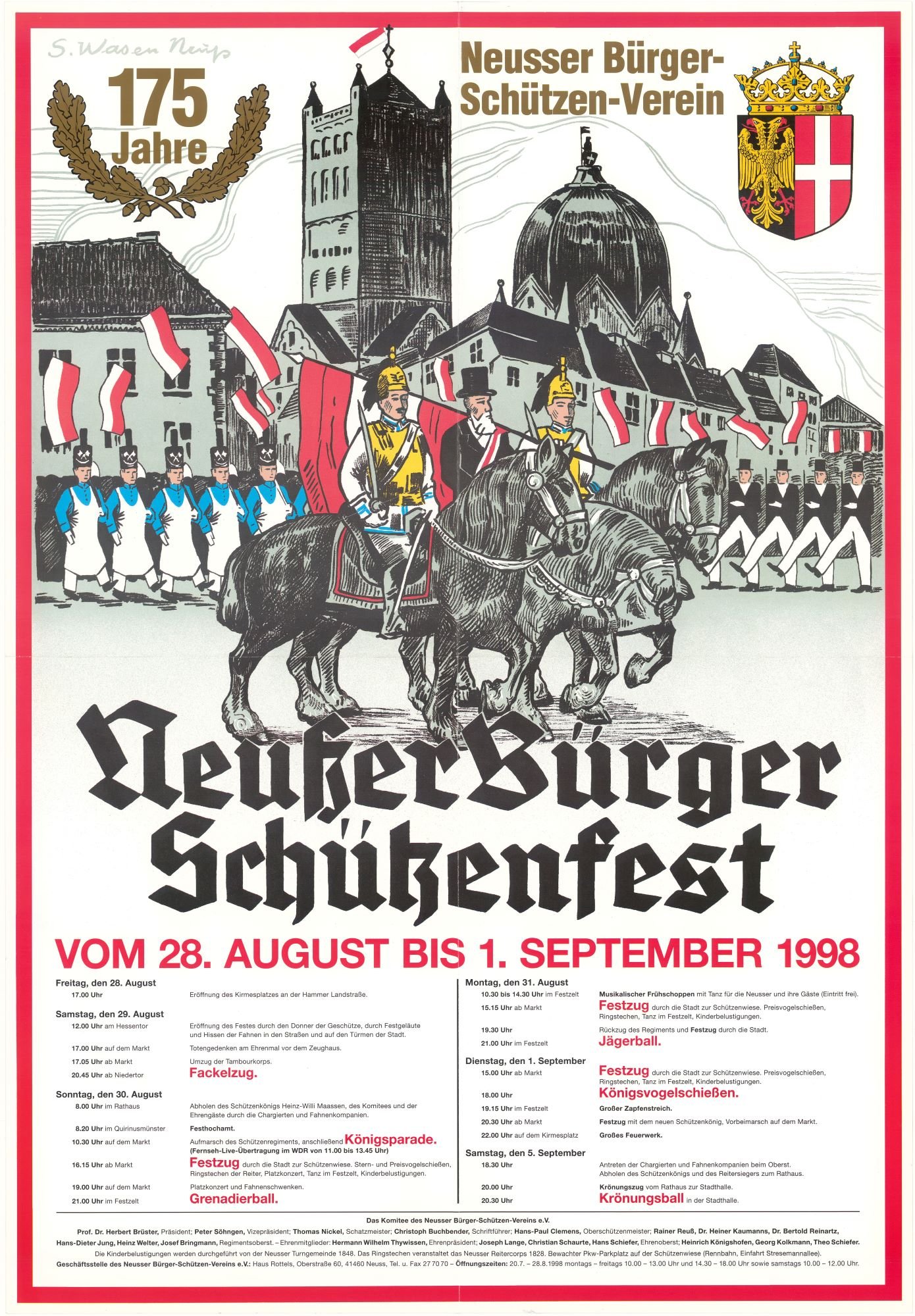 Festplakat Neusser Schützenfest von 1998 (Rheinisches Schützenmuseum Neuss CC BY-NC-SA)