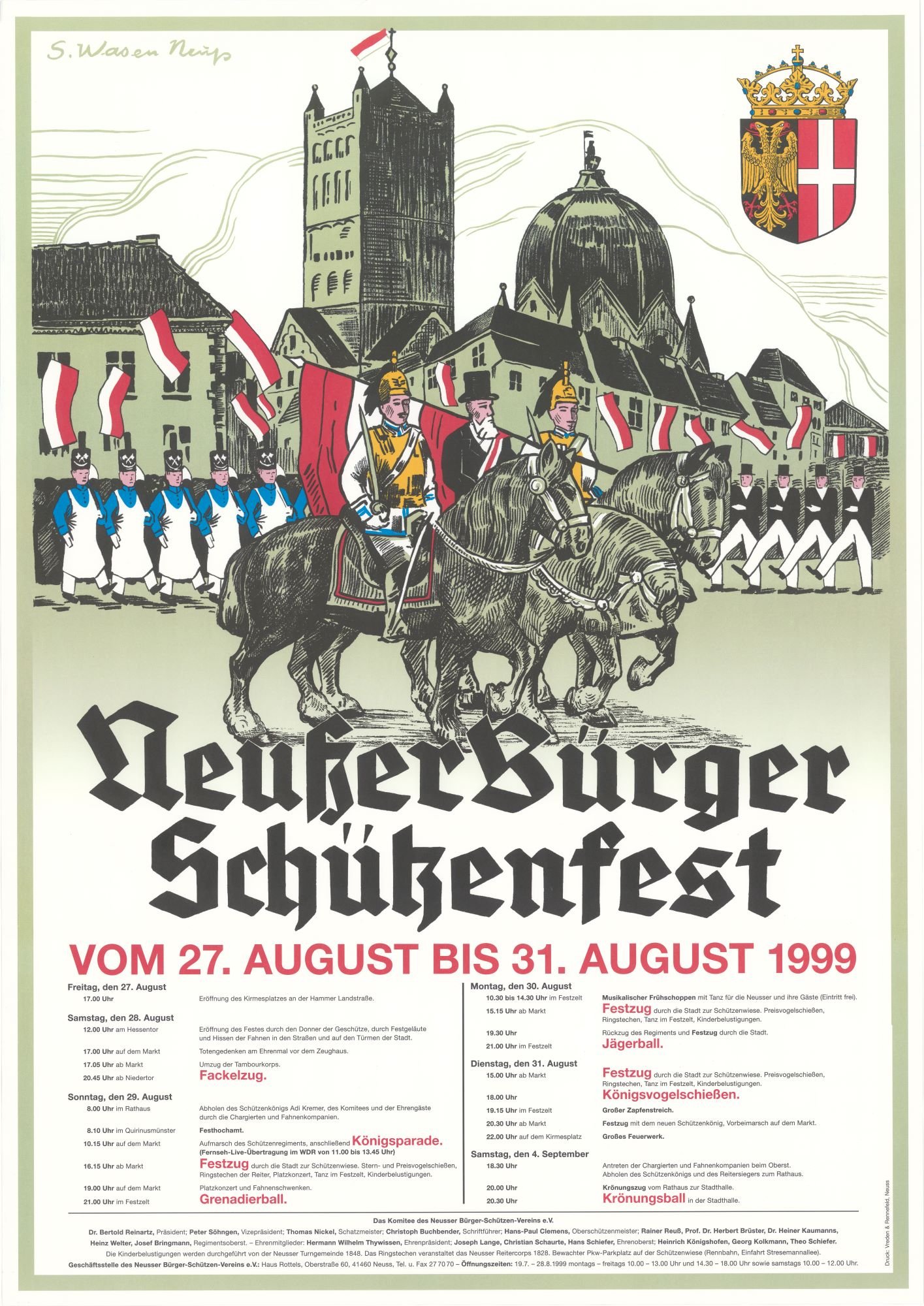 Festplakat Schützenfest Neuss 1999 (Rheinisches Schützenmuseum Neuss CC BY-NC-SA)