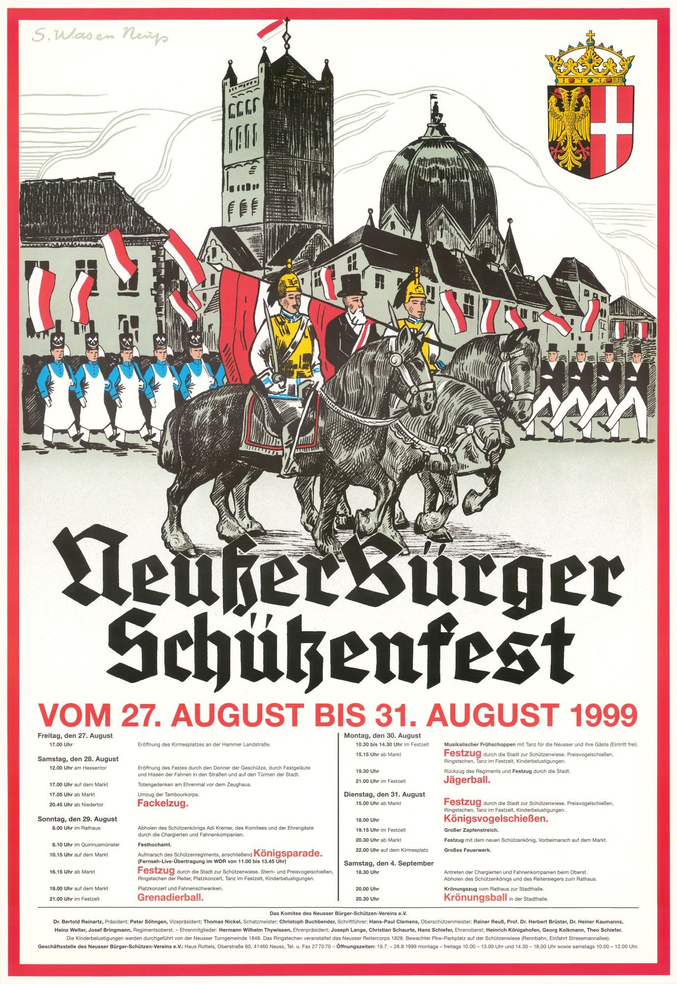 Festplakat Schützenfest Neuss 1999 (Sponsoren) (Rheinisches Schützenmuseum Neuss CC BY-NC-SA)