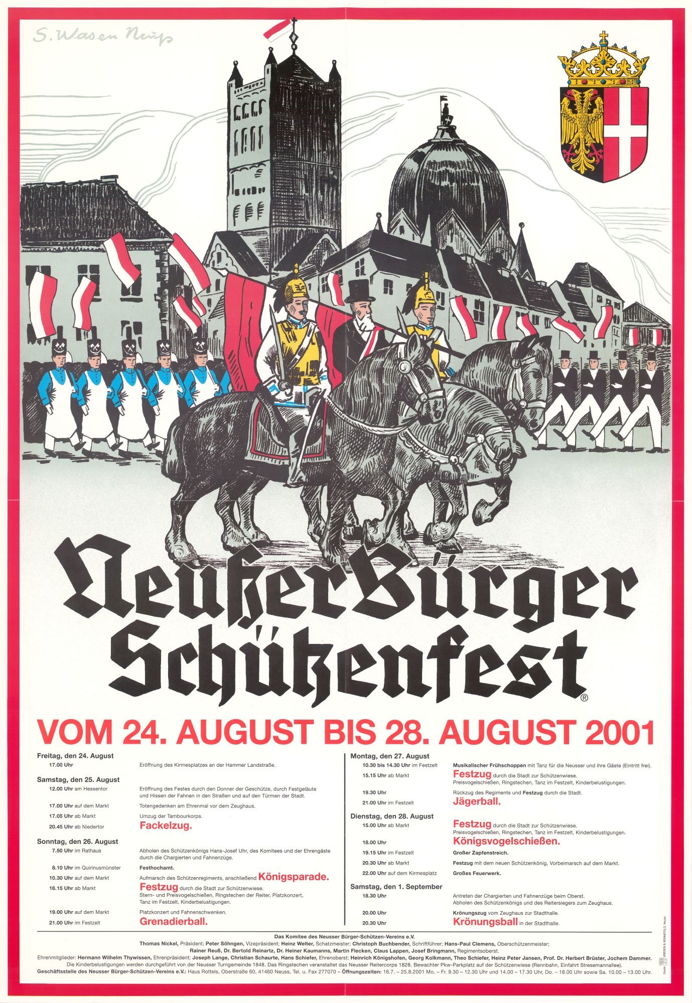 Festplakat Schützenfest Neuss 2001 (Sponsoren) (Rheinisches Schützenmuseum Neuss CC BY-NC-SA)