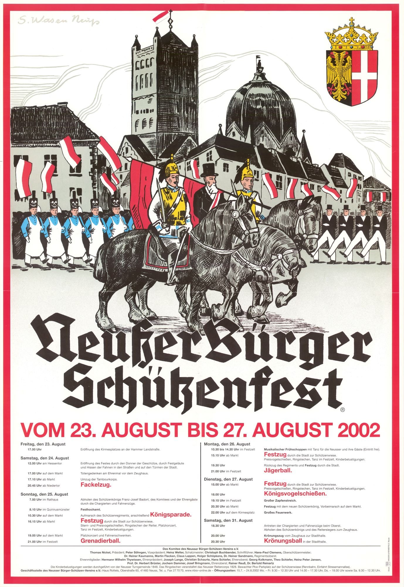 Festplakat Schützenfest Neuss 2002 (Sponsoren) (Rheinisches Schützenmuseum Neuss CC BY-NC-SA)