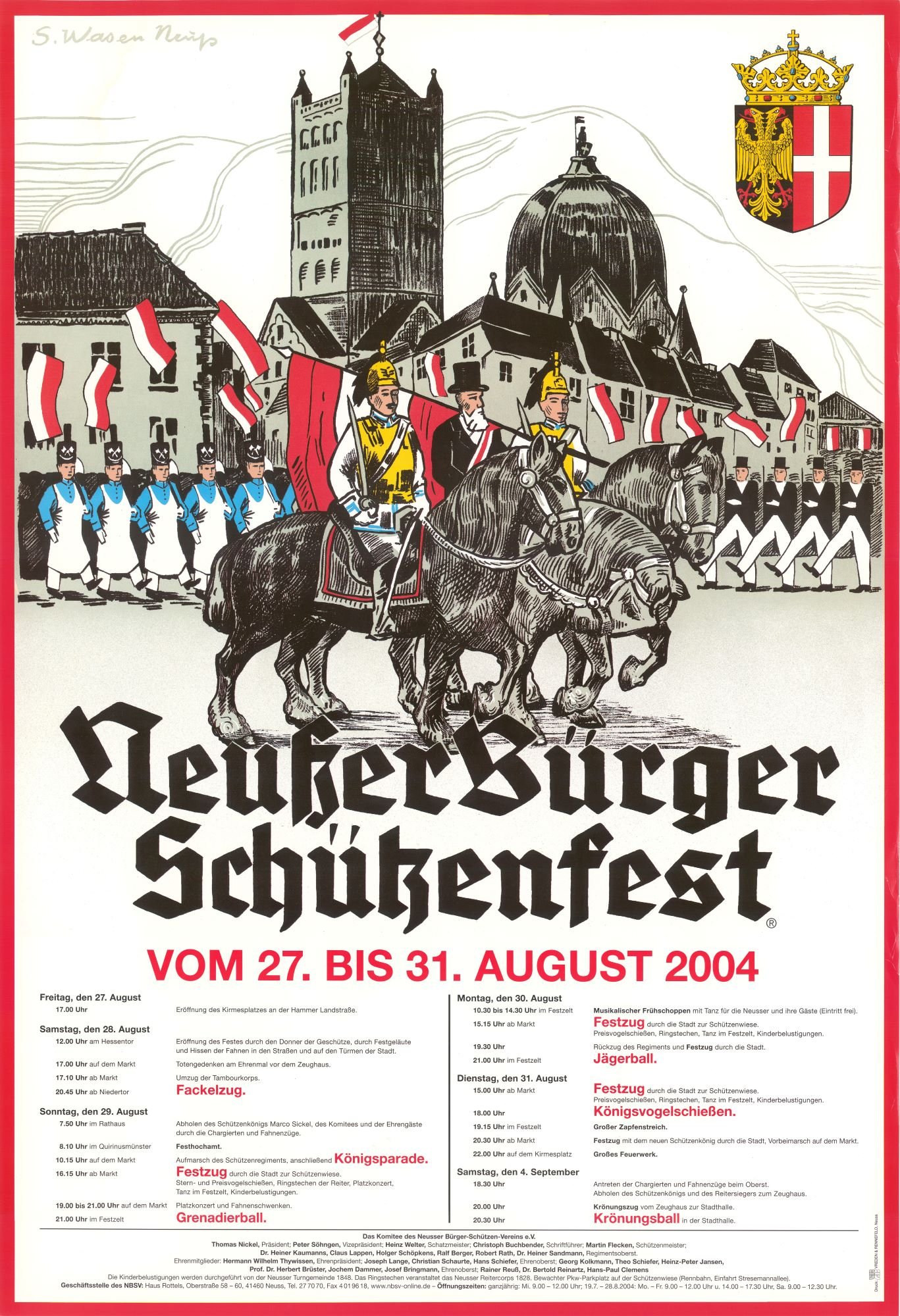 Festplakat Schützenfest Neuss 2004 (Sponsoren) (Rheinisches Schützenmuseum Neuss CC BY-NC-SA)