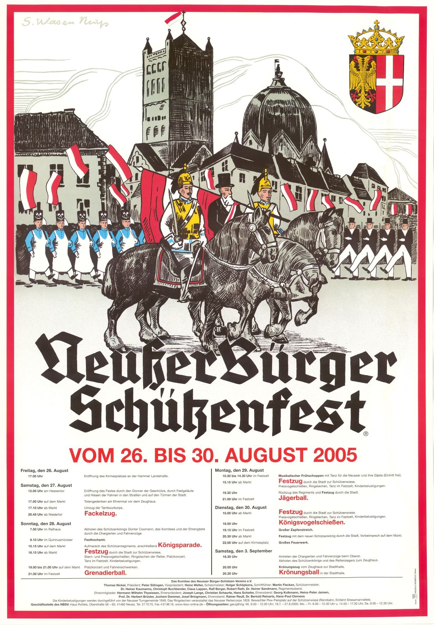 Festplakat Schützenfest Neuss 2005 (Sponsoren) (Rheinisches Schützenmuseum Neuss CC BY-NC-SA)