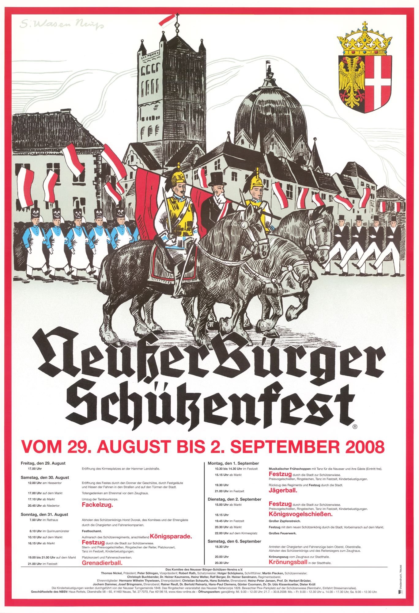 Festplakat Schützenfest Neuss 2008 (Sponsoren) (Rheinisches Schützenmuseum Neuss CC BY-NC-SA)