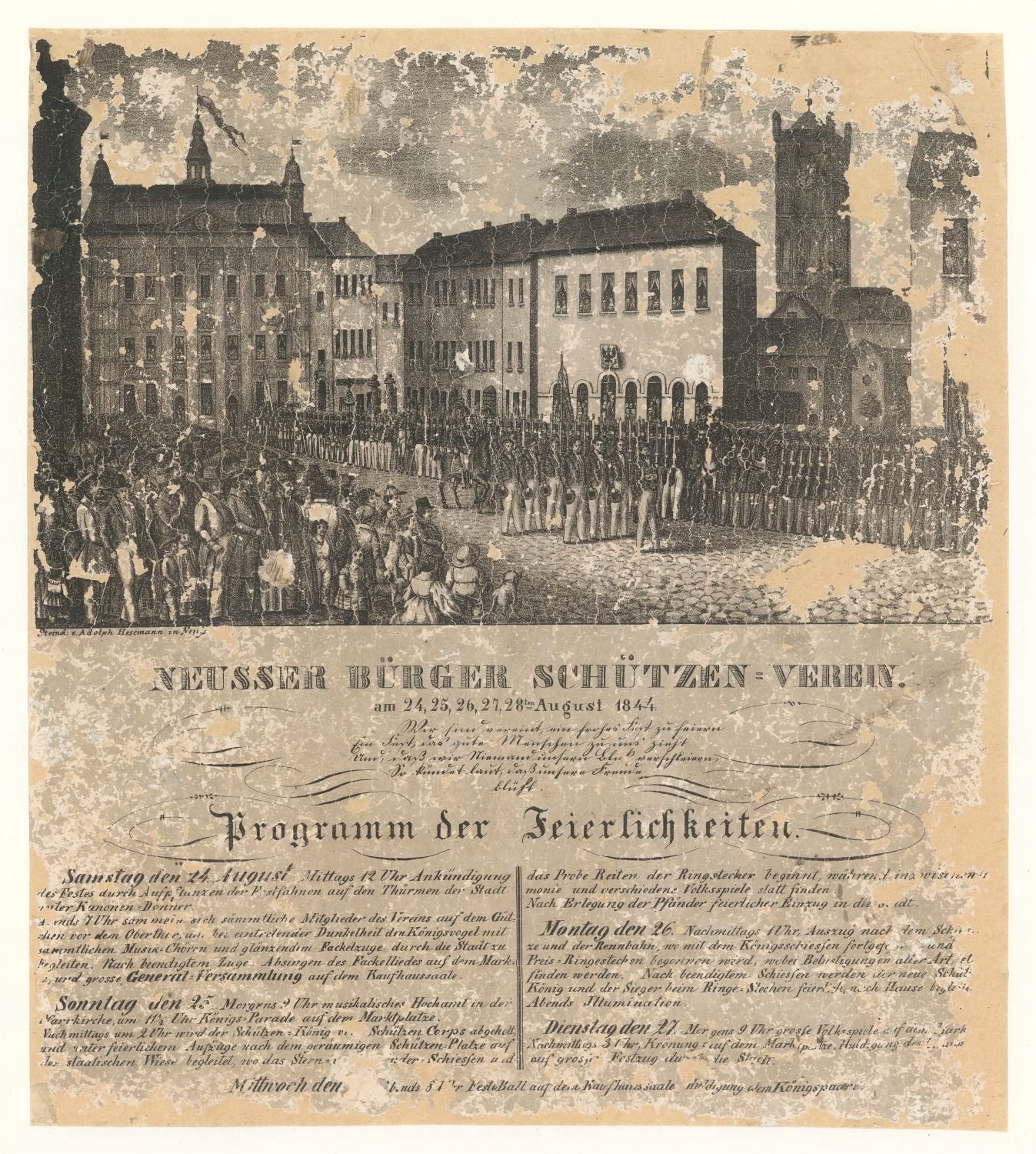 Festplakat Neusser Schützenfest von 1844 (Rheinisches Schützenmuseum Neuss CC BY-NC-SA)