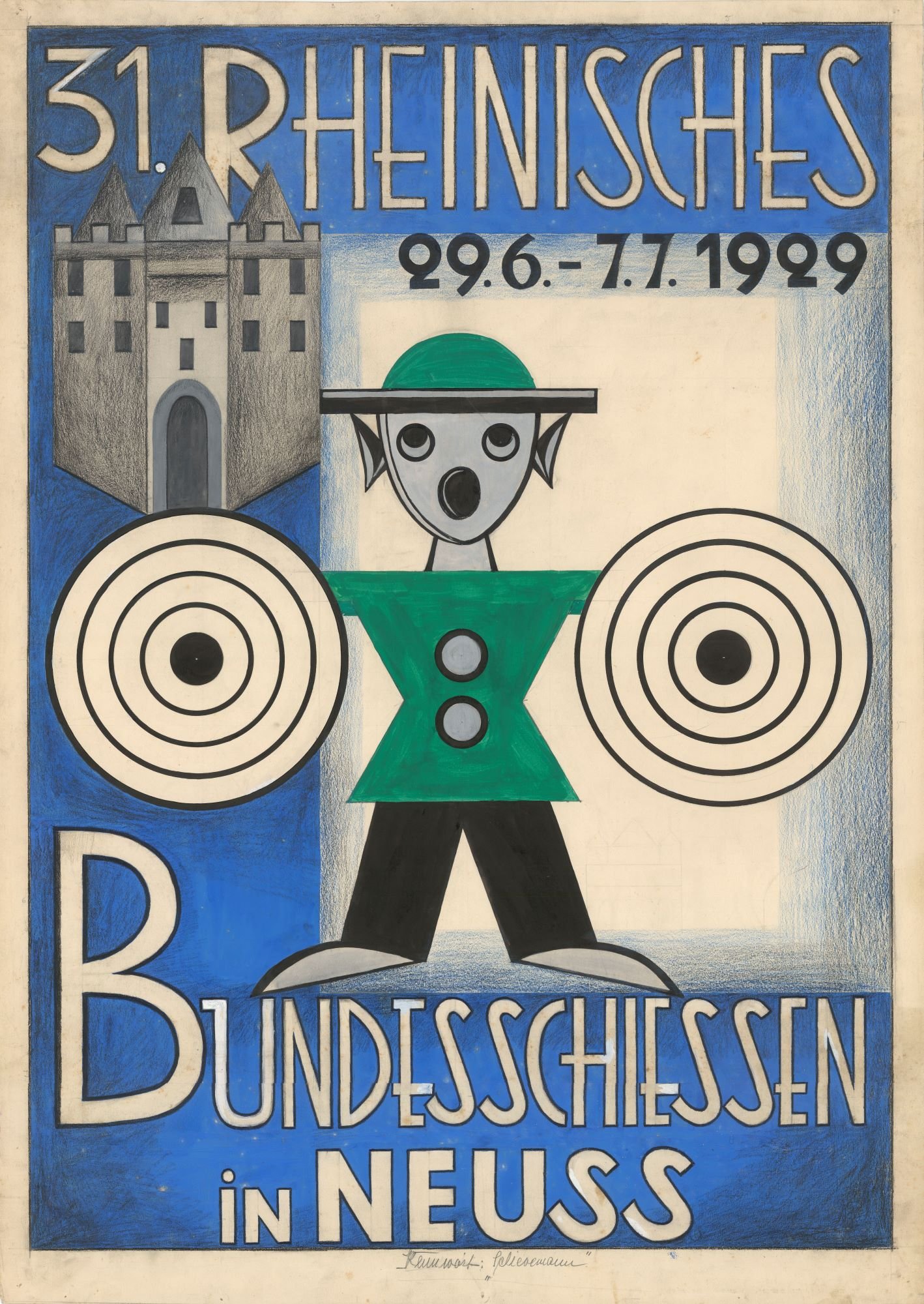 Festplakat Rheinisches Bundesschießen 1929 (Rheinisches Schützenmuseum Neuss CC BY-NC-SA)