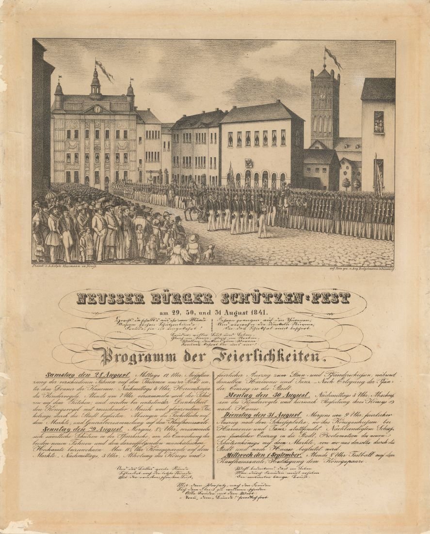 Festplakat Neusser Schützenfest von 1841 (Rheinisches Schützenmuseum Neuss CC BY-NC-SA)
