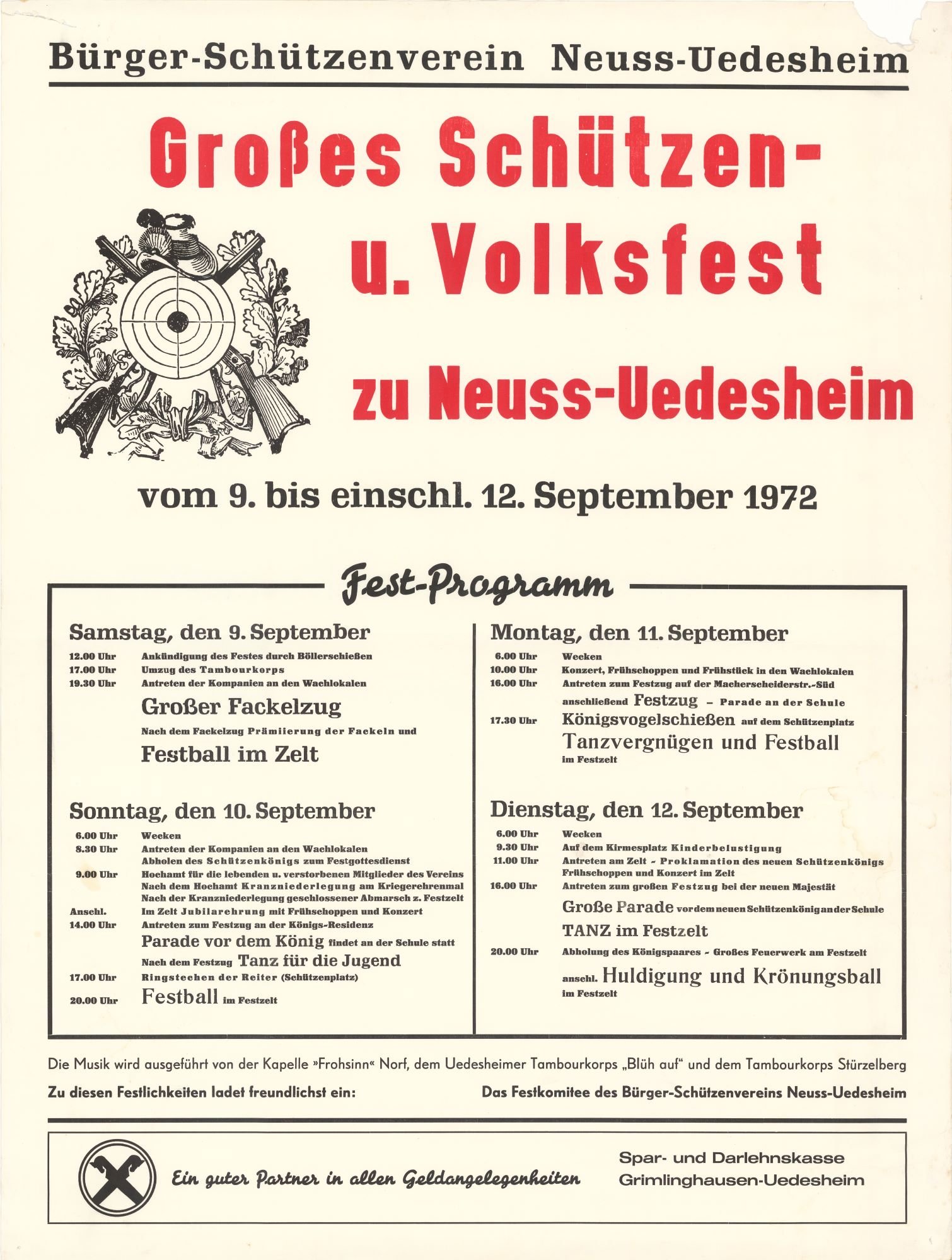 Festplakat Schützenfest Neuss-Uedesheim 1972 (Rheinisches Schützenmuseum Neuss CC BY-NC-SA)