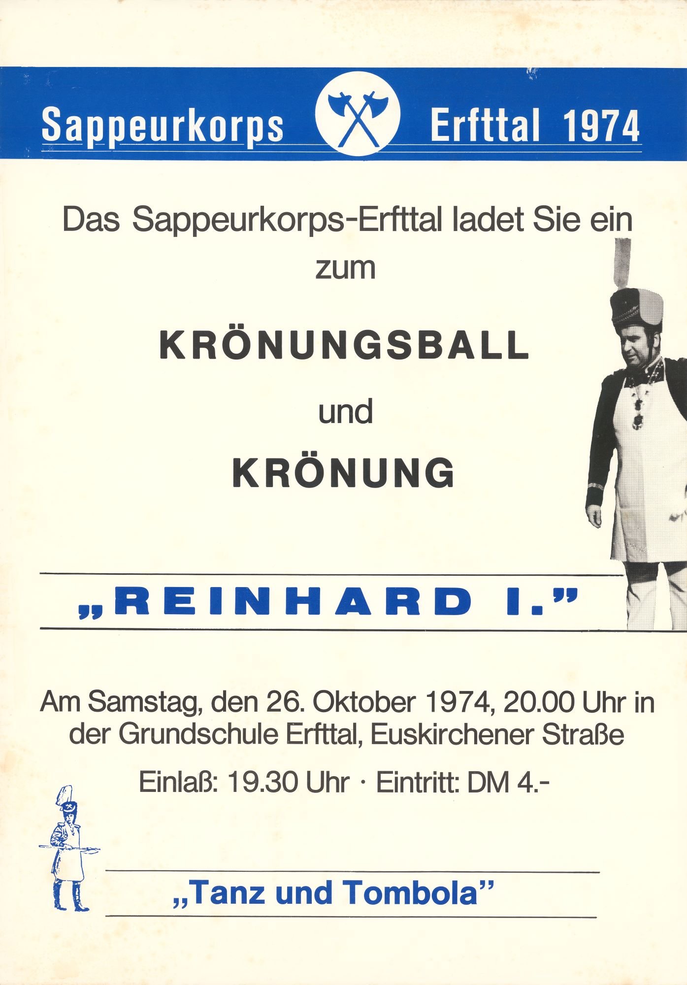 Festplakat Krönungsball Neuss-Erfttal 1974 (Rheinisches Schützenmuseum Neuss CC BY-NC-SA)