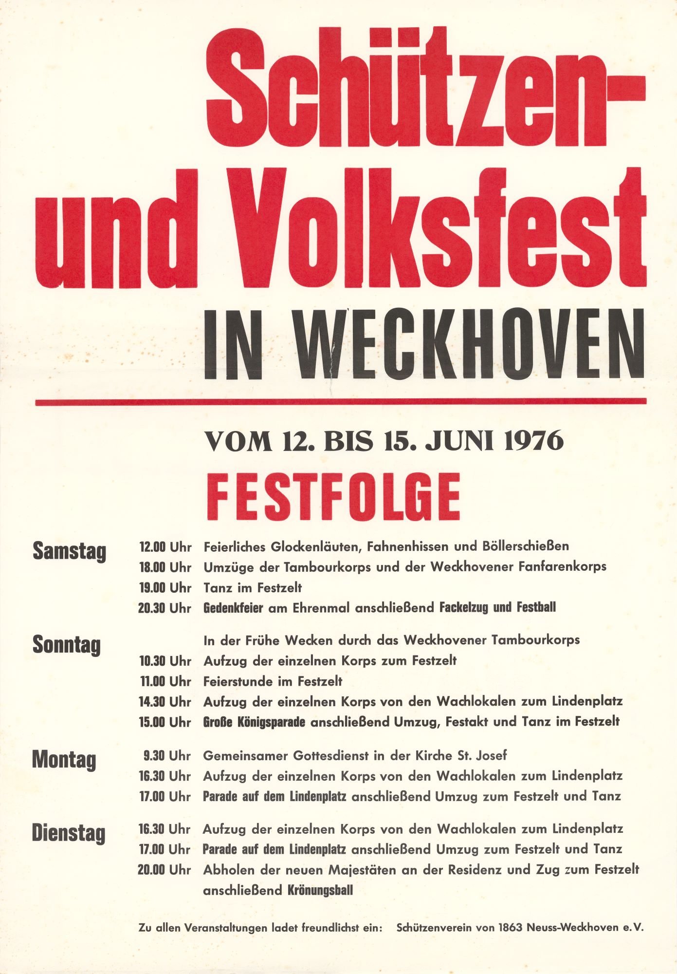 Festplakat Schützenfest Neuss-Weckhoven 1976 (Rheinisches Schützenmuseum Neuss CC BY-NC-SA)