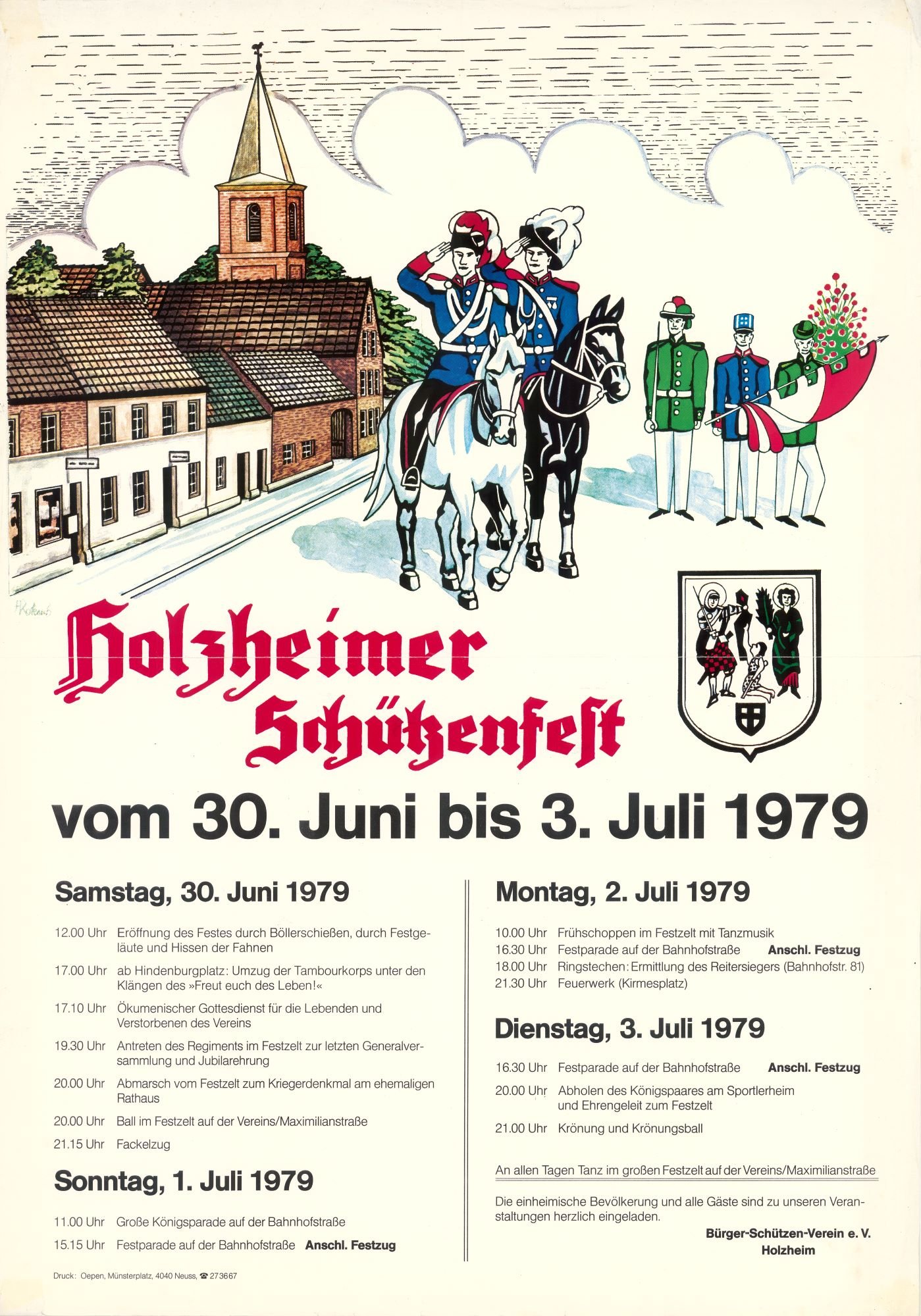 Festplakat Schützenfest Neuss-Holzheim 1979 (Rheinisches Schützenmuseum Neuss CC BY-NC-SA)