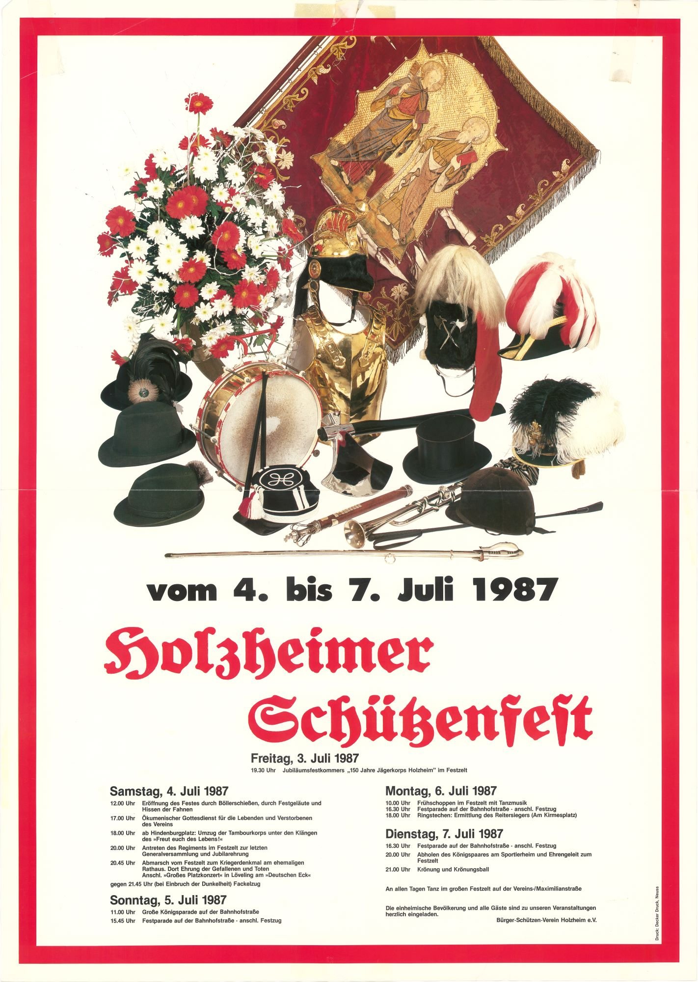 Festplakat Schützenfest Neuss-Holzheim 1987 (Rheinisches Schützenmuseum Neuss CC BY-NC-SA)