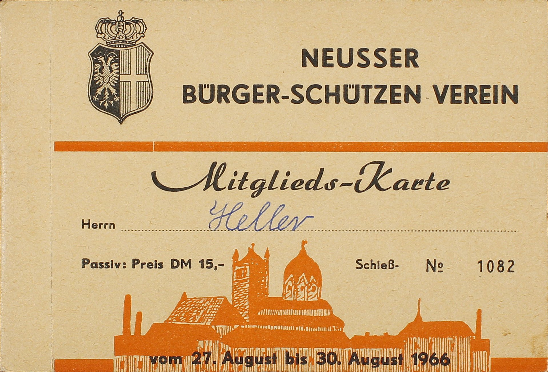 Festkarte Neuss 1966 (passiv) VS (Rheinisches Schützenmuseum Neuss CC BY-NC-SA)