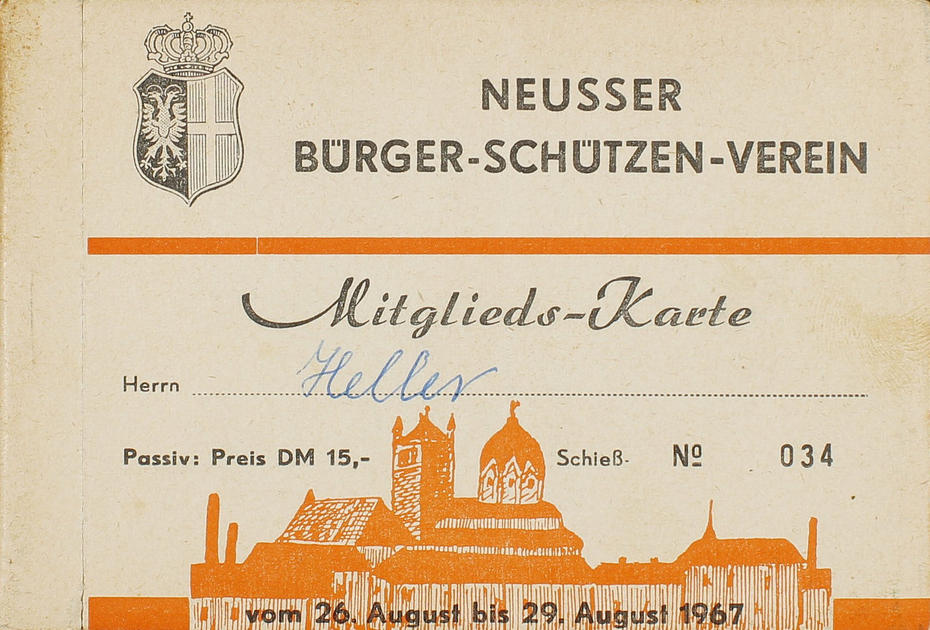 Festkarte Neuss 1967 (passiv) VS (Rheinisches Schützenmuseum Neuss CC BY-NC-SA)
