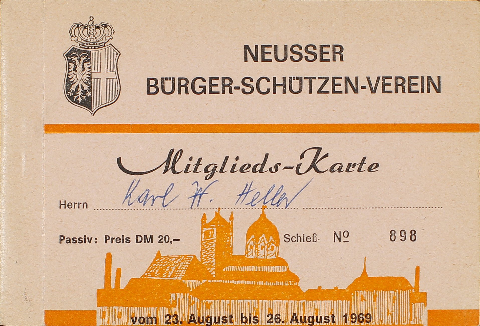 Festkarte Neuss 1969 (passiv) VS (Rheinisches Schützenmuseum Neuss CC BY-NC-SA)