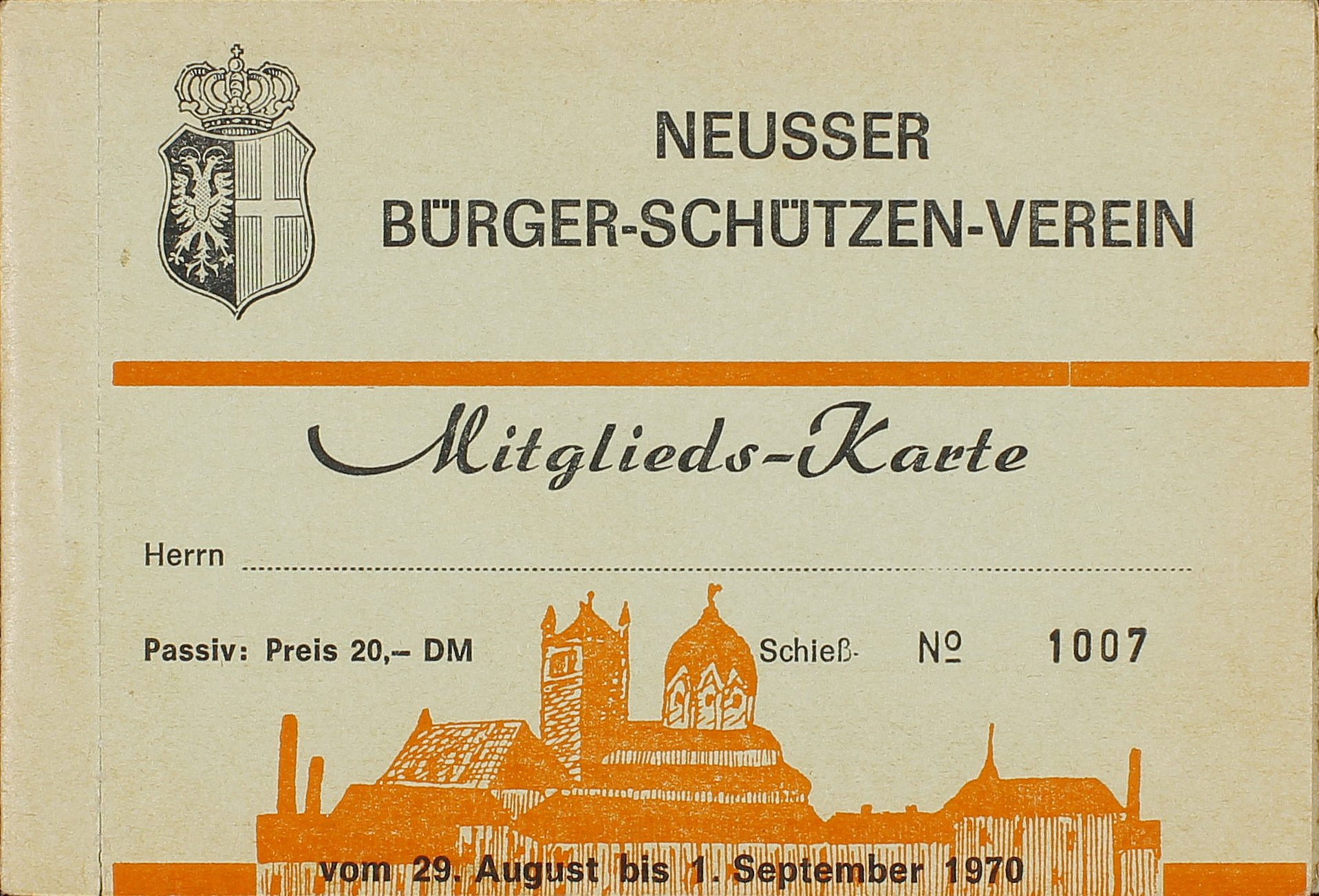 Festkarte 1970 (passiv) VS (Rheinisches Schützenmuseum Neuss CC BY-NC-SA)
