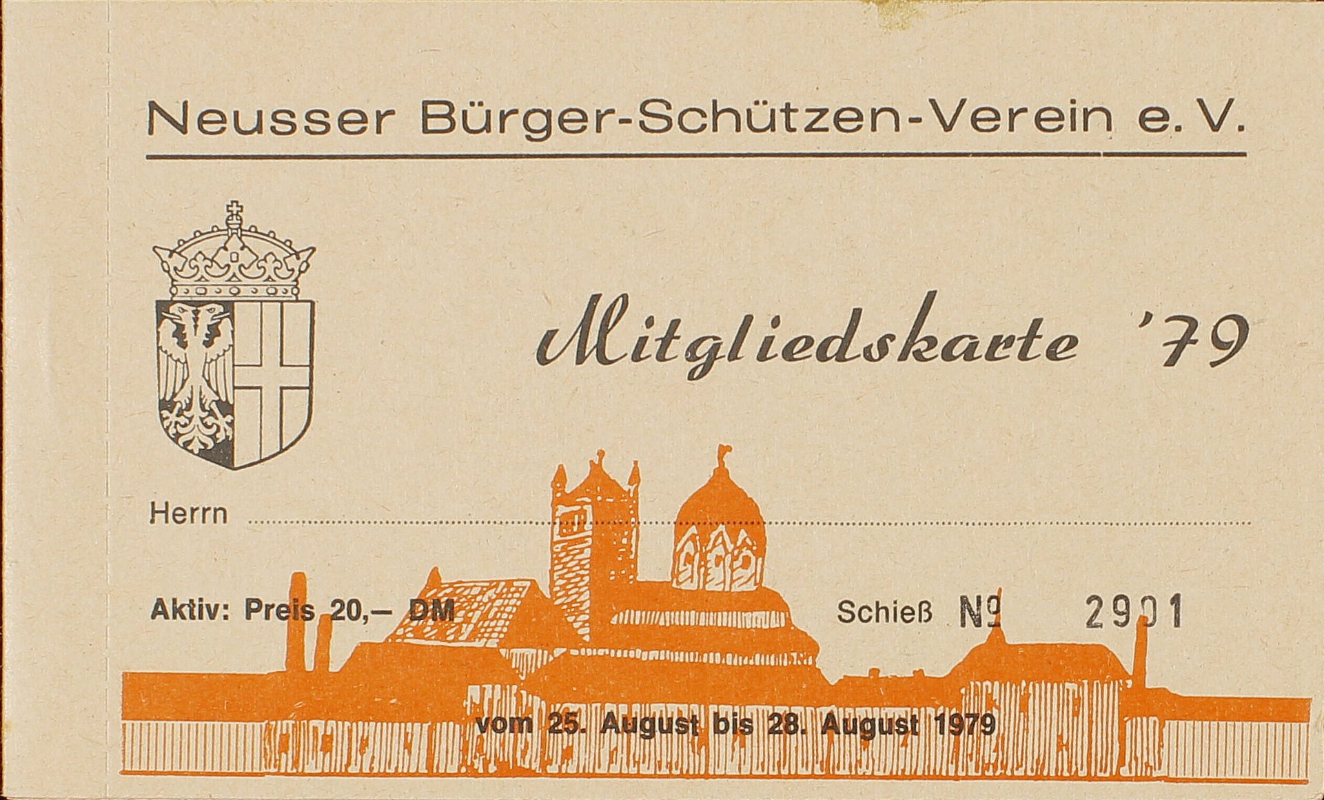 Festkarte Neuss 1979 (aktiv) VS (Rheinisches Schützenmuseum Neuss CC BY-NC-SA)