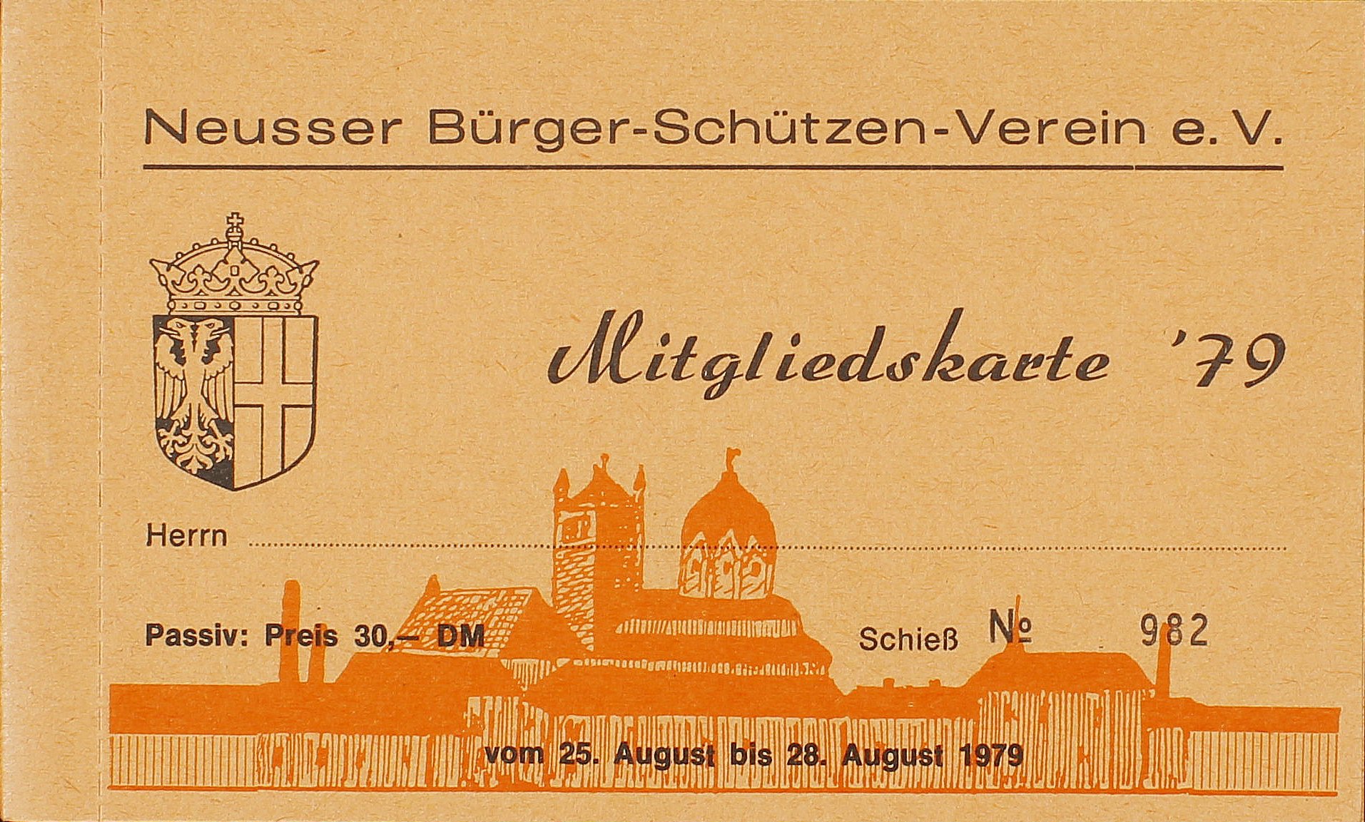 Festkarte Neuss 1979 (passiv) VS (Rheinisches Schützenmuseum Neuss CC BY-NC-SA)