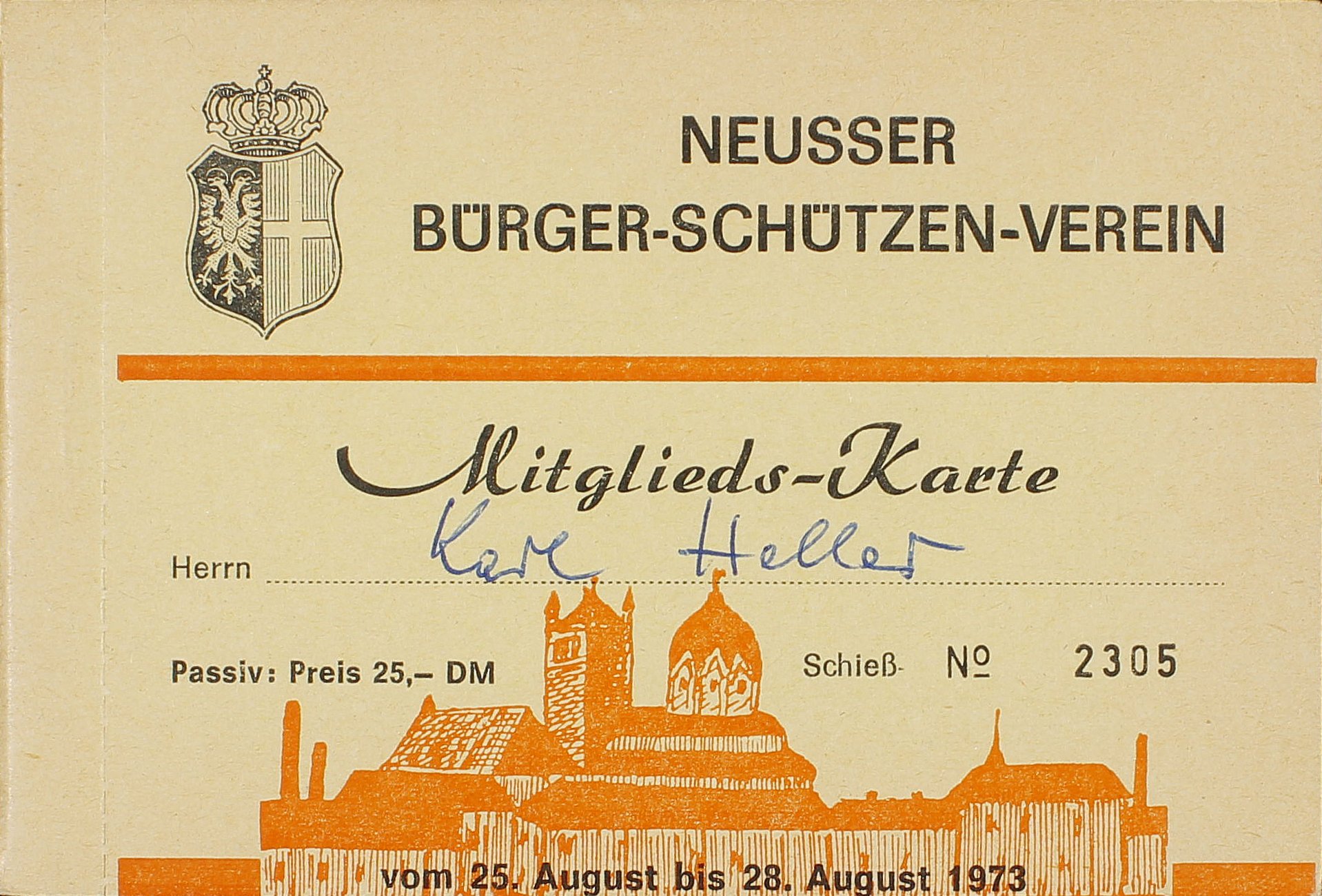 Festkarte Neuss 1973 (passiv) VS (Rheinisches Schützenmuseum Neuss CC BY-NC-SA)