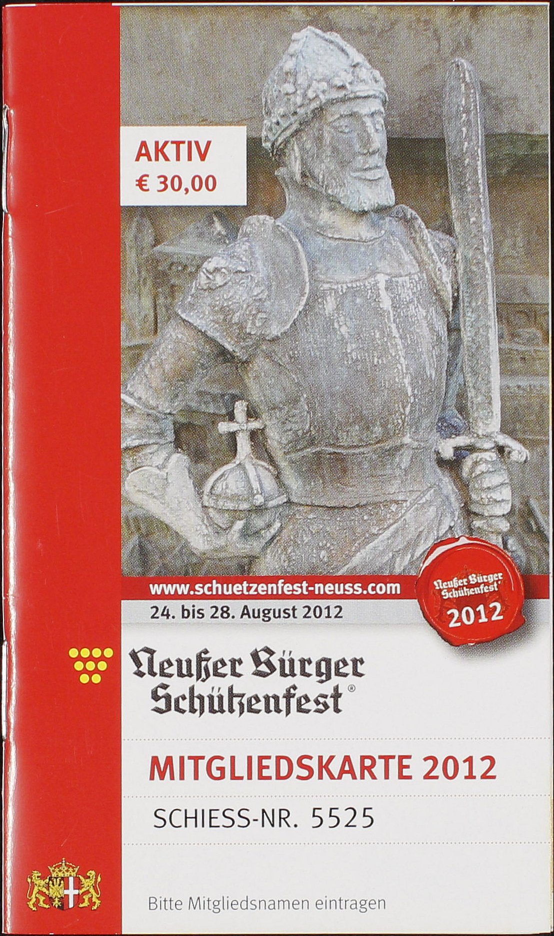 Festkarte Neuss 2012 (aktiv) VS (Rheinisches Schützenmuseum Neuss CC BY-NC-SA)