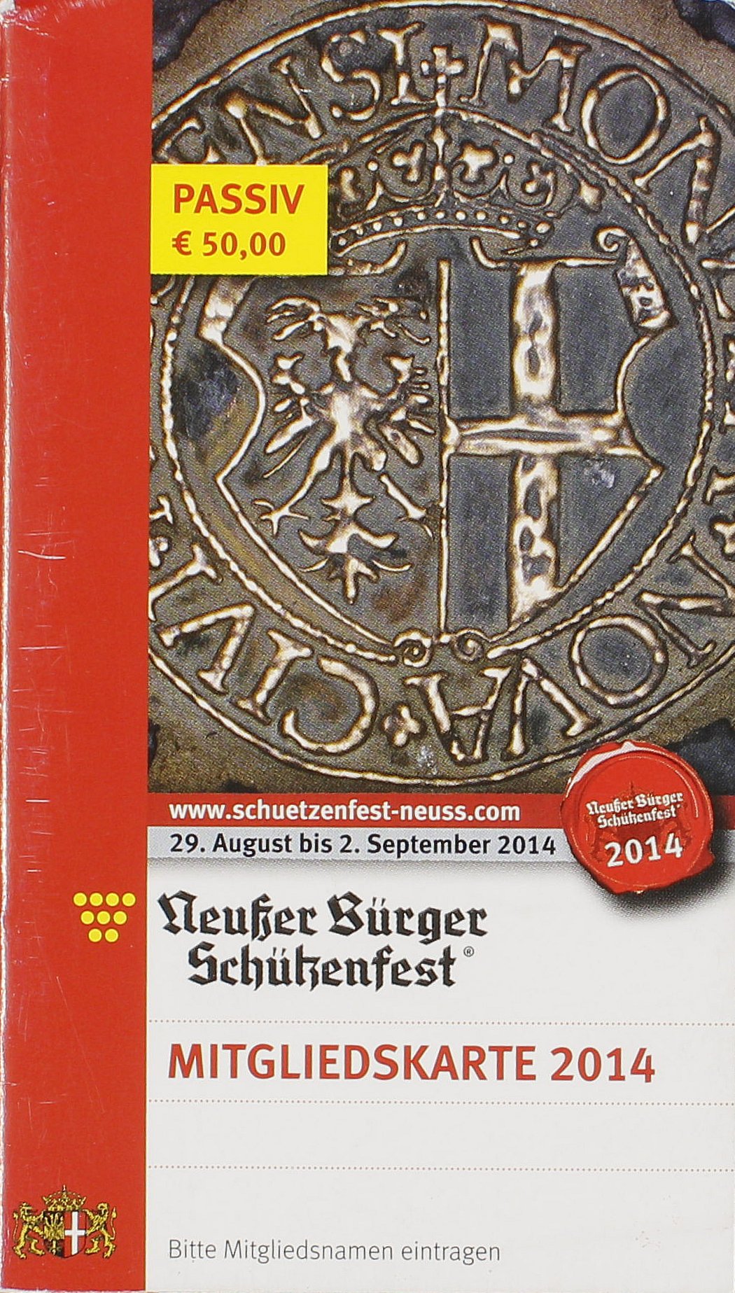 Festkarte Neuss 2014 (passiv) VS (Rheinisches Schützenmuseum Neuss CC BY-NC-SA)