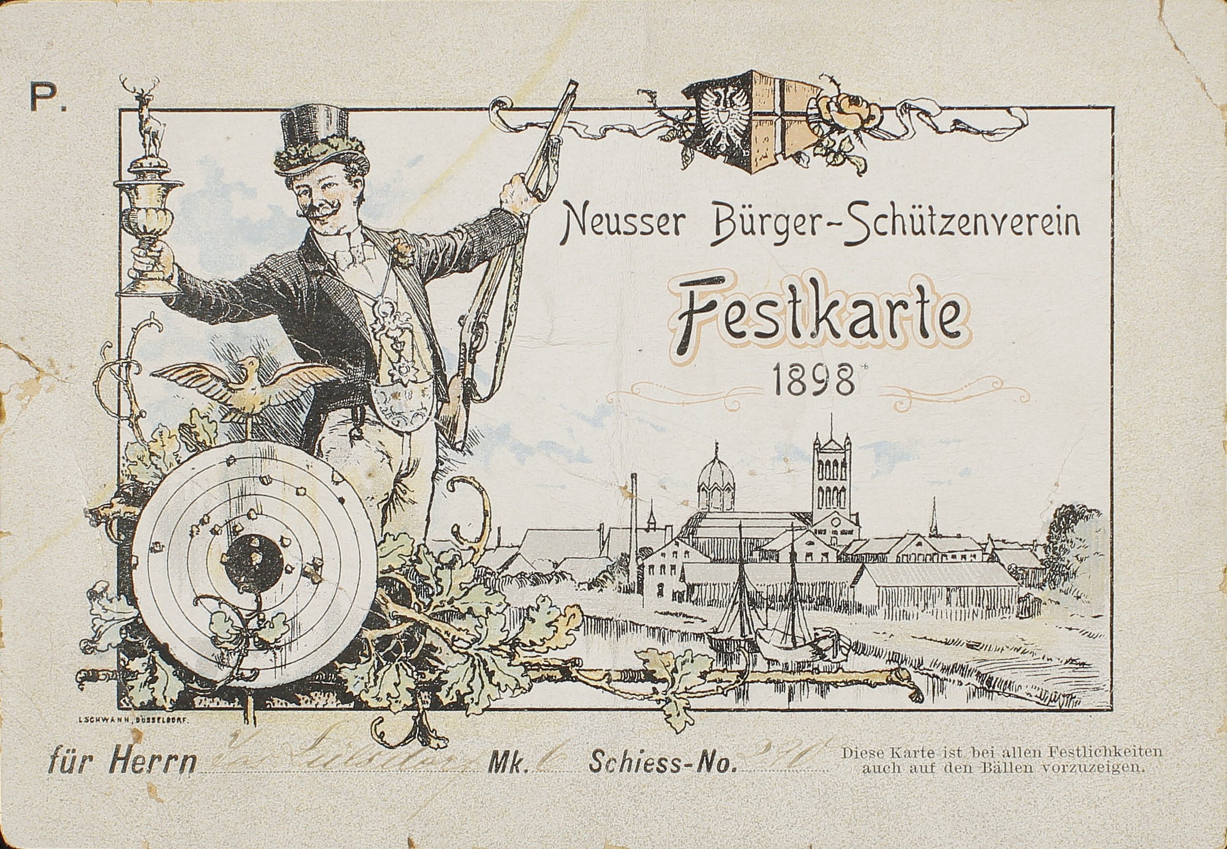 Festkarte Neuss 1898 (Rheinisches Schützenmuseum Neuss CC BY-NC-SA)