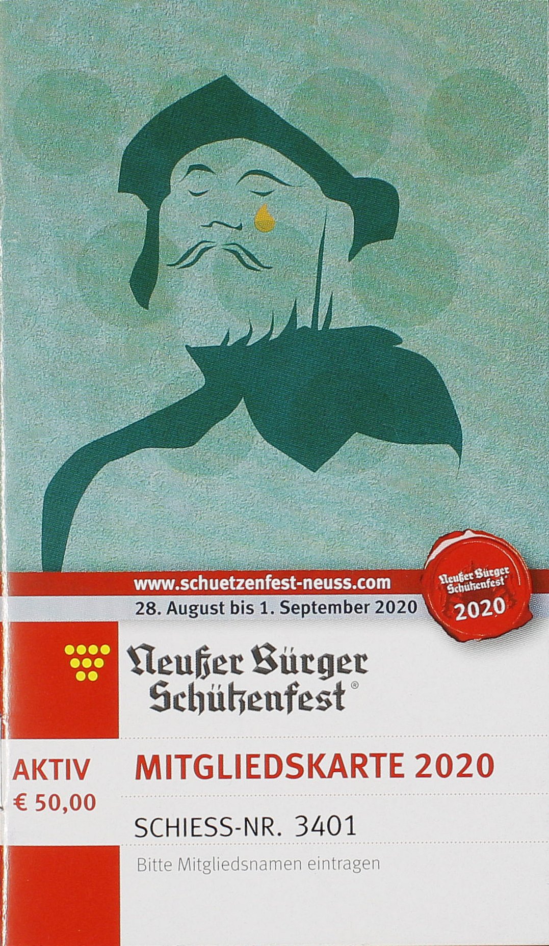 Festkarte Neuss 2020 (aktiv) VS (Rheinisches Schützenmuseum Neuss CC BY-NC-SA)