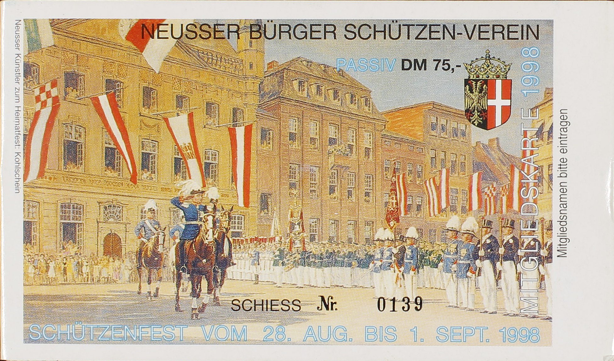 Festkarte Neuss 1998 (passiv) VS (Rheinisches Schützenmuseum Neuss CC BY-NC-SA)