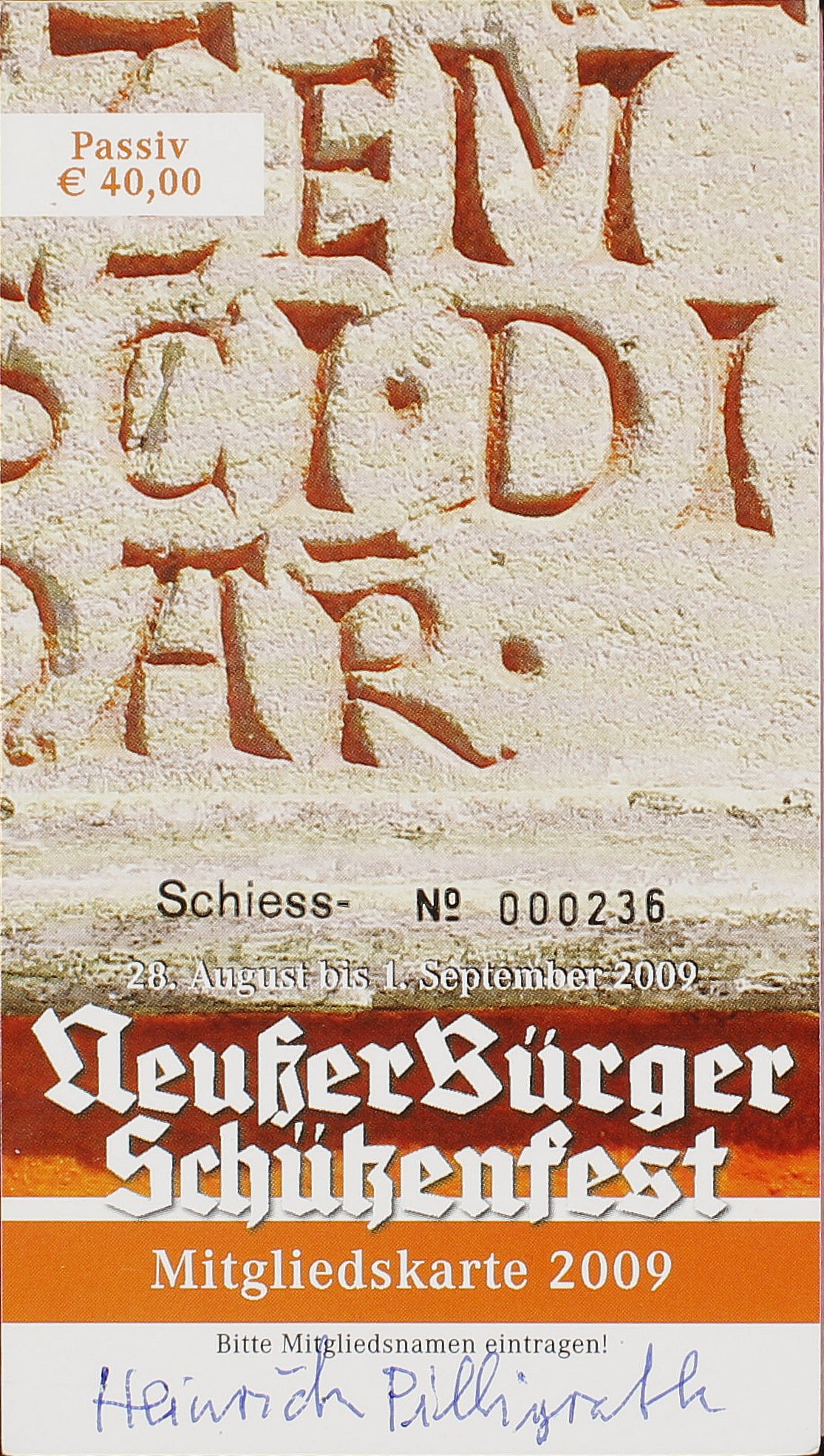 Festkarte Neuss 2009 (passiv) VS (Rheinisches Schützenmuseum Neuss CC BY-NC-SA)
