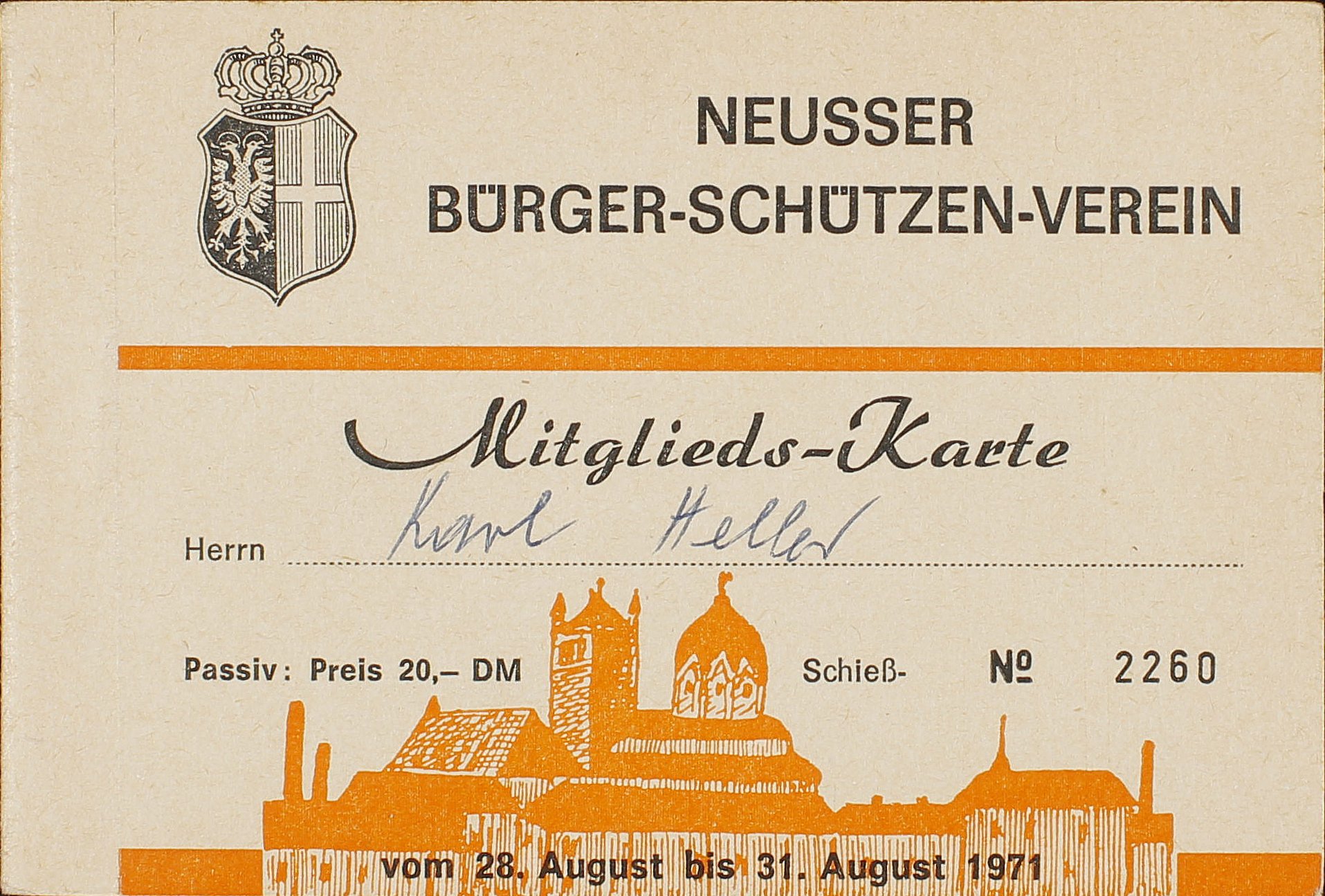 Festkarte Neuss 1971 (passiv) VS (Rheinisches Schützenmuseum Neuss CC BY-NC-SA)