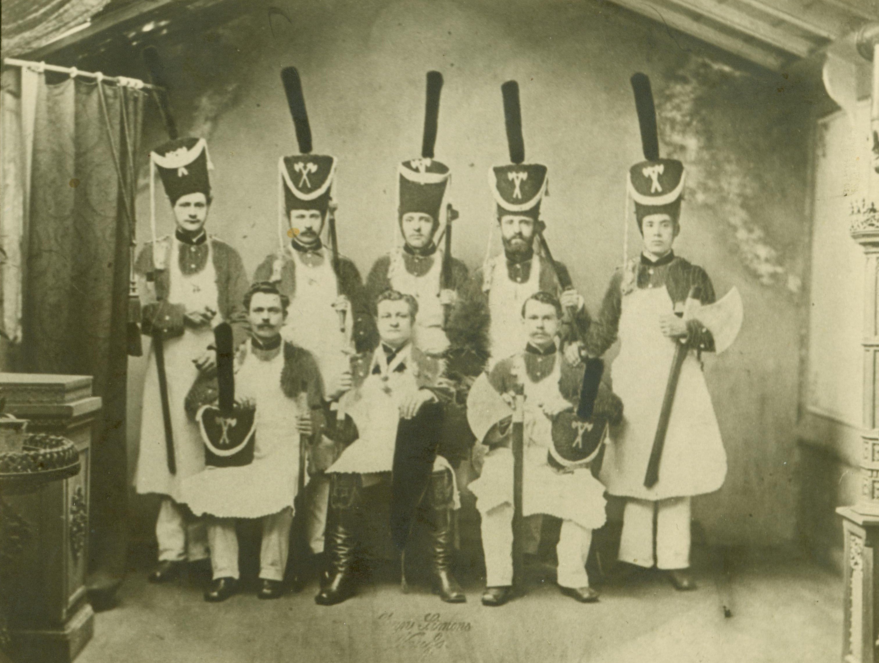Gruppenbild des Sappeur-Korps 1879 (Rheinisches Schützenmuseum Neuss CC BY-NC-SA)
