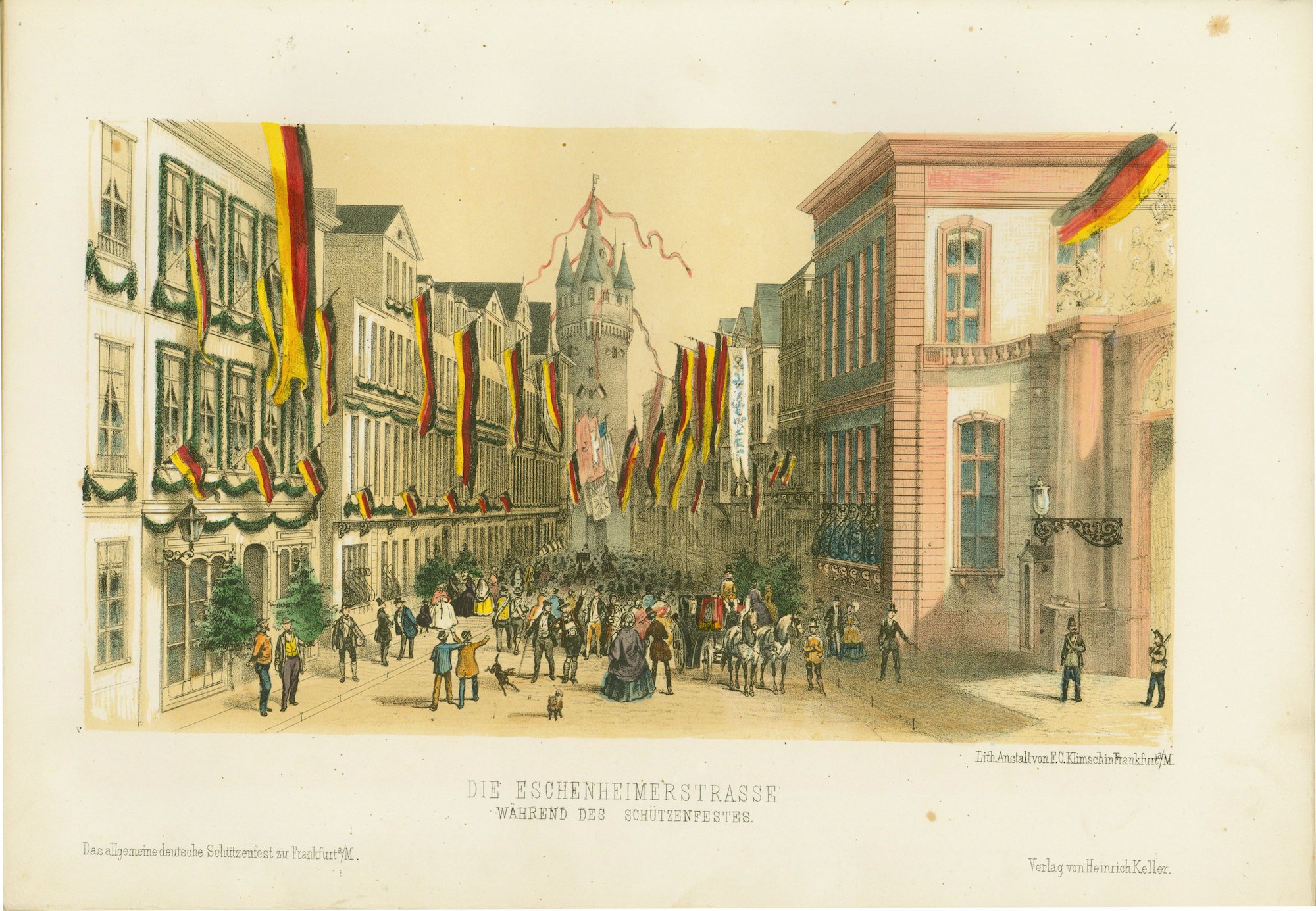 Grafik Bundesschießen 1862 (Eschenheimerstraße) (Rheinisches Schützenmuseum Neuss CC BY-NC-SA)