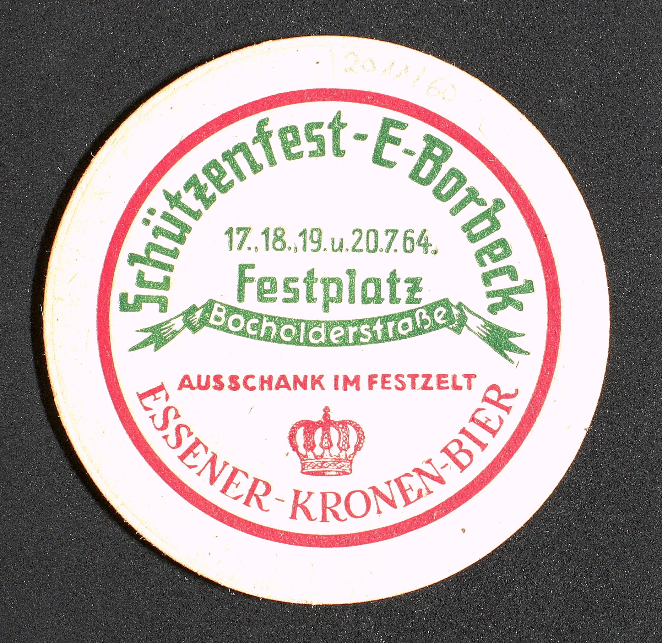 Bierdeckel "Schützenfest Borbeck" 1964 (Rheinisches Schützenmuseum Neuss CC BY-NC-SA)