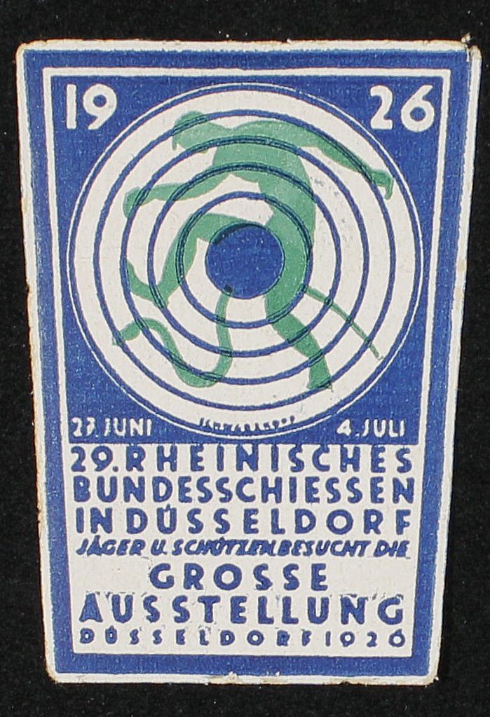 Reklamemarke "Bundesschießen Düsseldorf", 1926 (Rheinisches Schützenmuseum Neuss CC BY-NC-SA)
